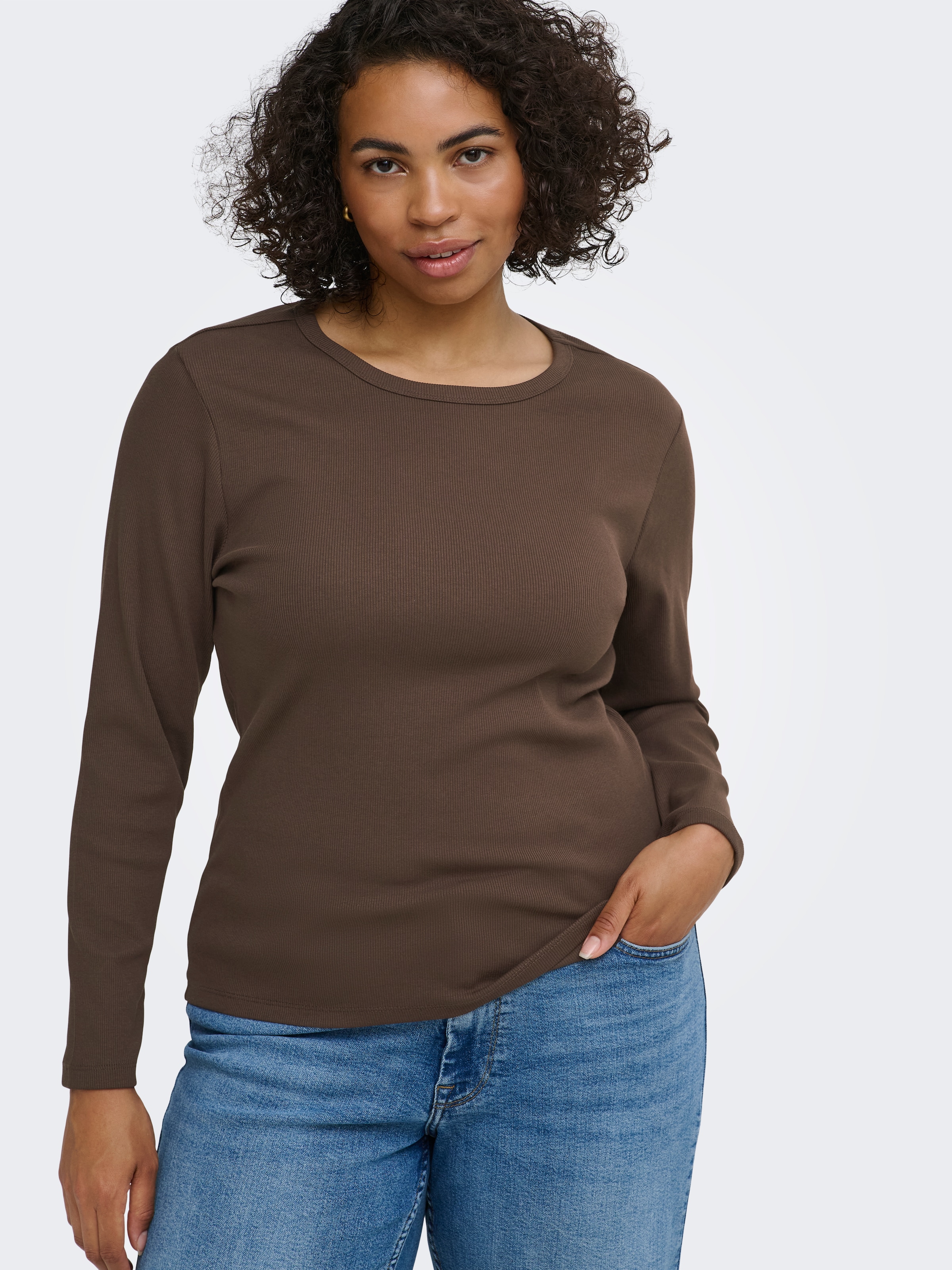 ONLY CARMAKOMA Langarmshirt »CARVAL L/S O-NECK TOP JRS NOOS« Baumwollmischung, regular fit