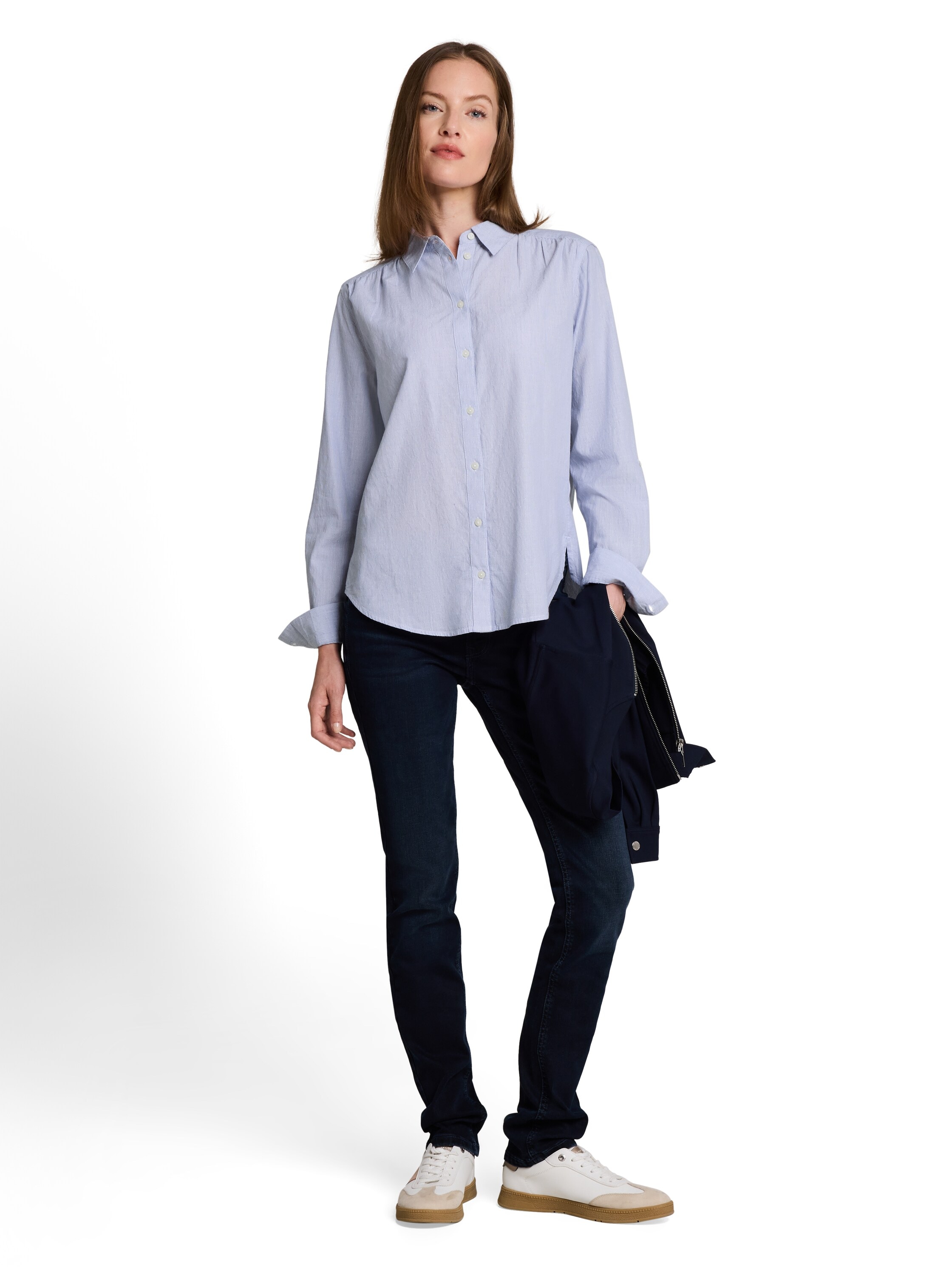 TOM TAILOR Blouse à manches longues »Regular« avec broderies fines et col de chemise