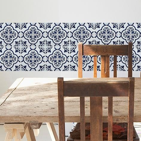 Home affaire Autocollants pour carrelage »blaue Ornamente« Stickerfliesen, selbstklebend, Sticker, 12er Set