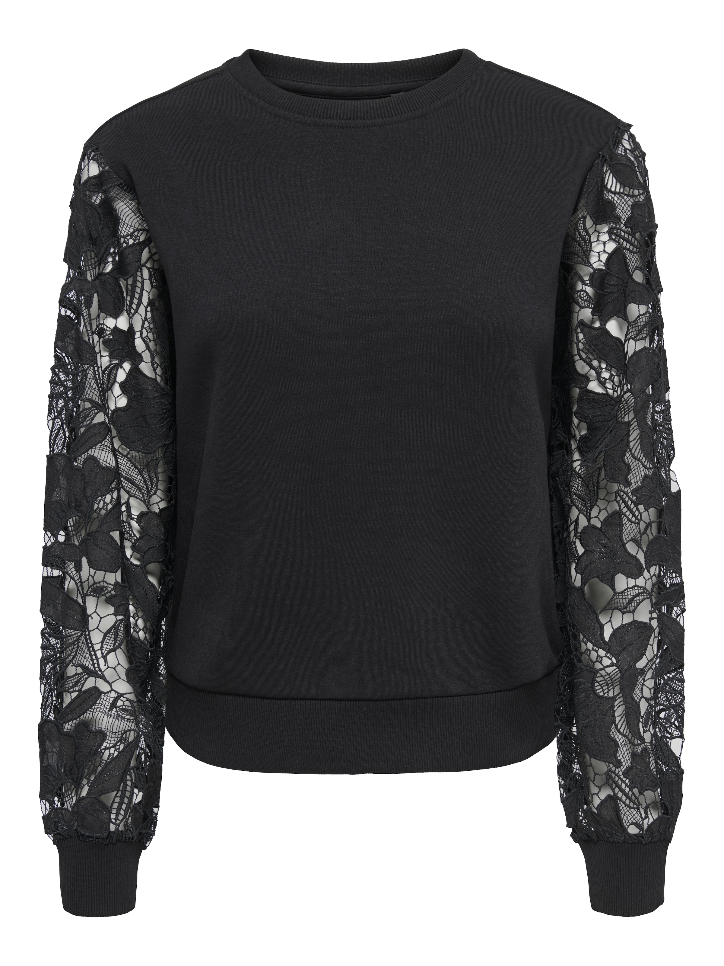 ONLY Sweat-shirt »ONLSTILLA L/S LACE SLEEVES CS SWT«, mélange coton, coupe régulière
