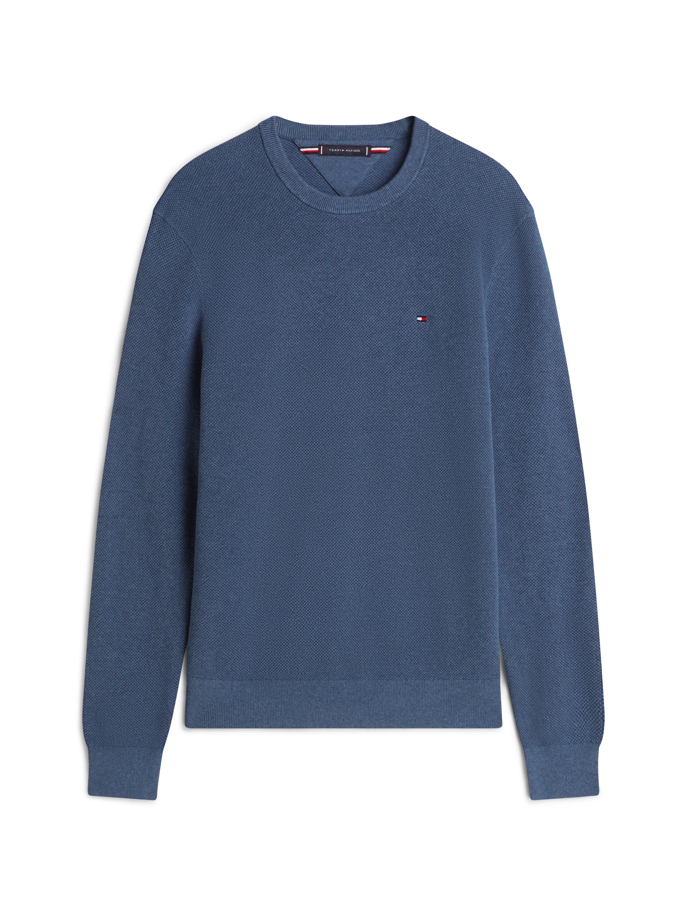 Tommy Hilfiger Rundhalspullover »ESSENTIAL STRUCTURE CREW NECK mit Struktur und Label« unifarben, casual, regular fit, Baumwolle, Rundhals