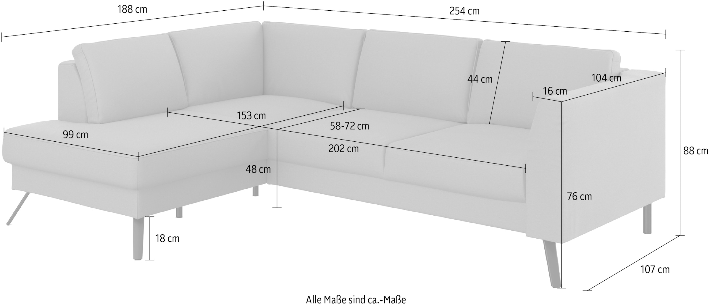 sit&more Canapé d'angle »Lindholm L-Form« mit Sitztiefenverstellung und Federkern
