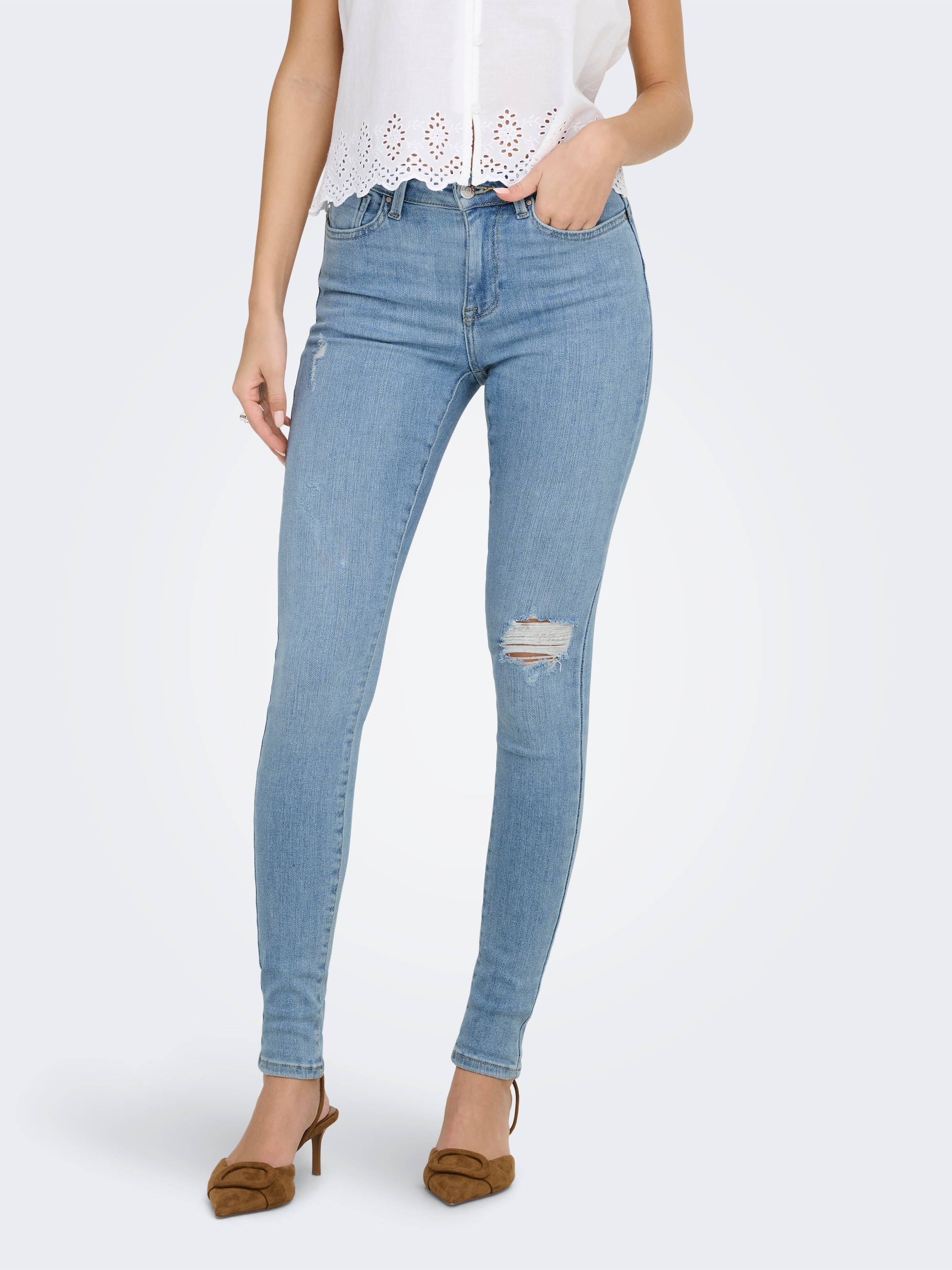 ONLY Jeans skinny »ONLPOWER LIFE MID PUSH« Mélange coton, coupe skinny, taille normale