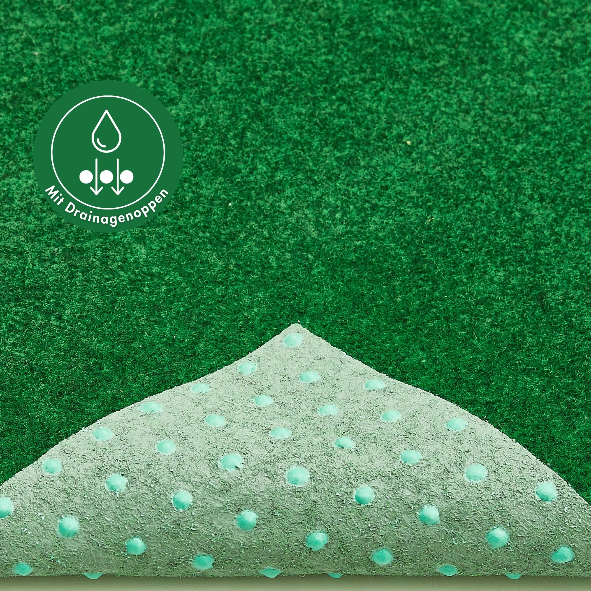 Andiamo Gazon synthétique »Field, Made in Belgium« Rectangulaire 4 mm Höhe für Balkon & Terrasse, mit Drainage-Noppen, Nadelfilz-Optik