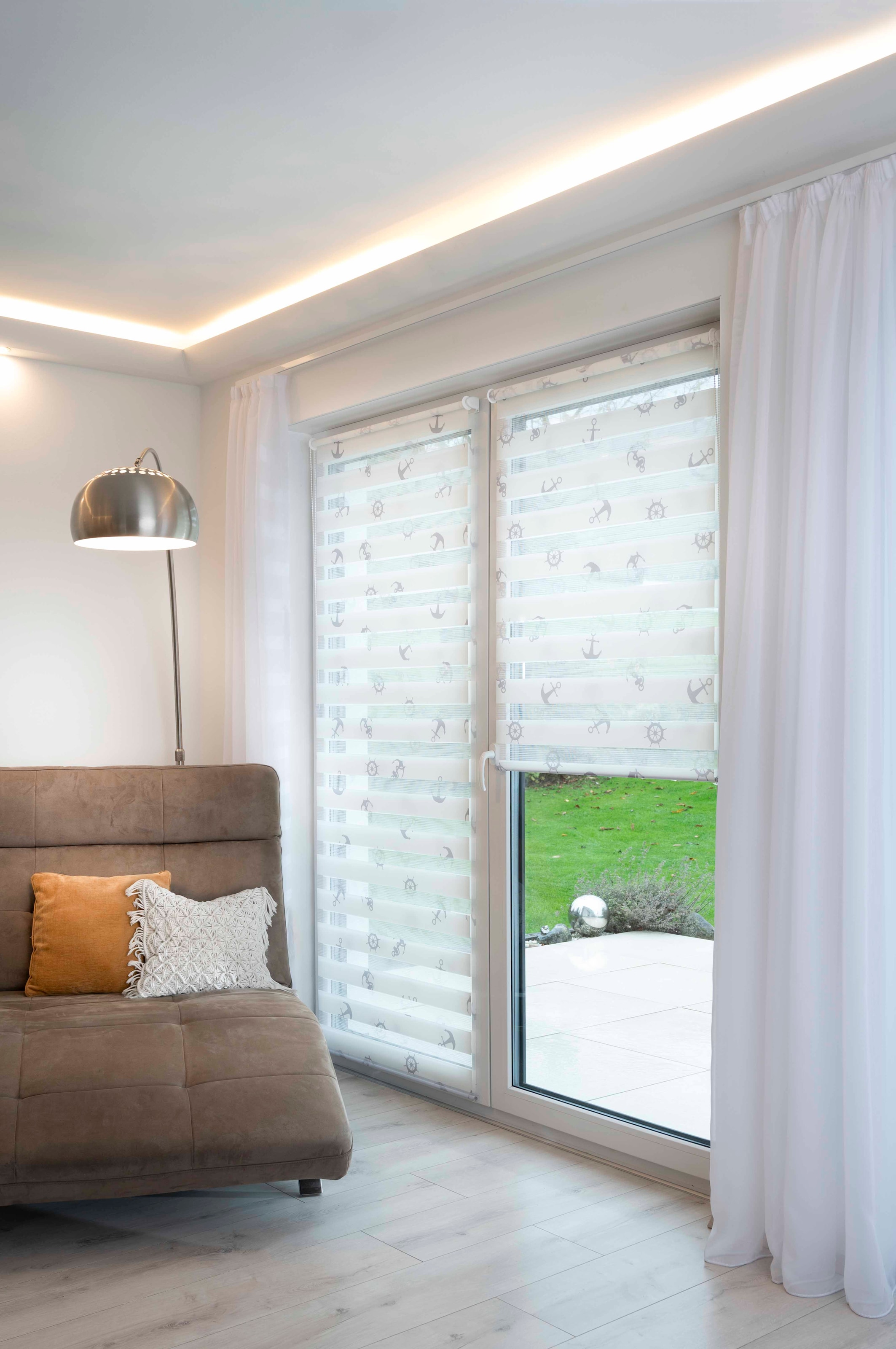 K-HOME Store double »MARITIM bedruckt« protection contre la lumière protection visuelle Aucun perçage requis suspendu librement Klemmfix, imprimé
