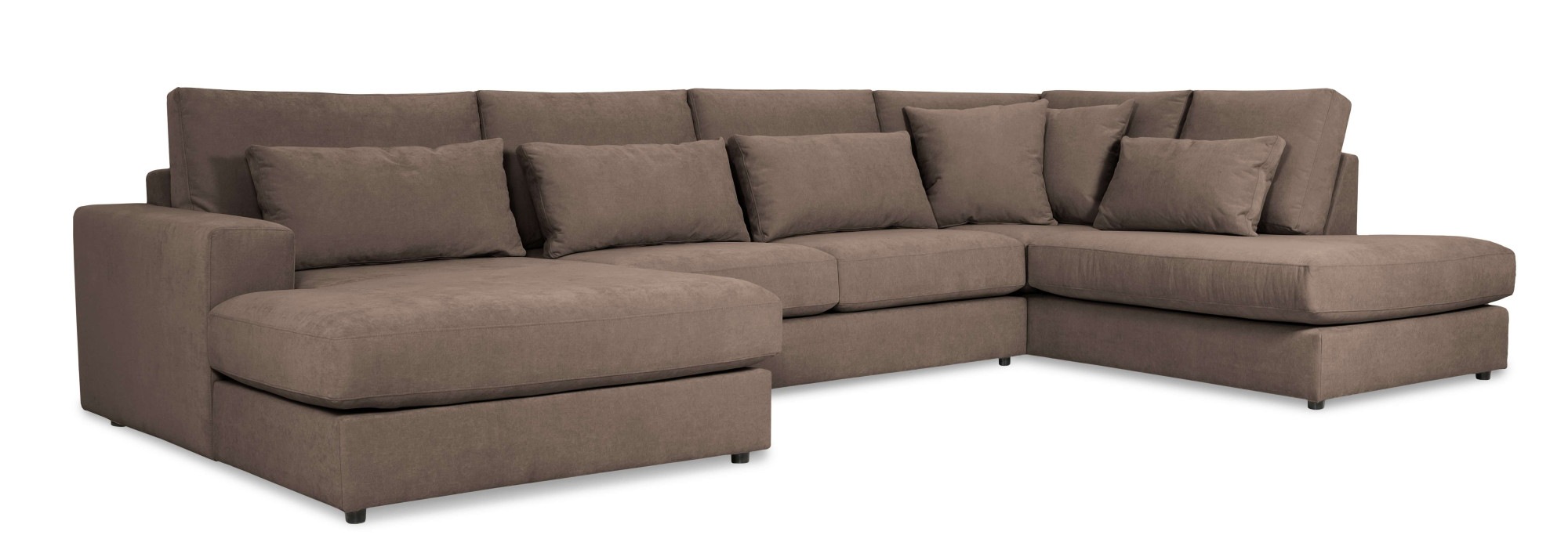 GOODproduct Paysage de salon »Nivette, weiches Chenille« Largeur 386 cm, forme en U, jusqu’au sol, 6 coussins décoratifs inclus