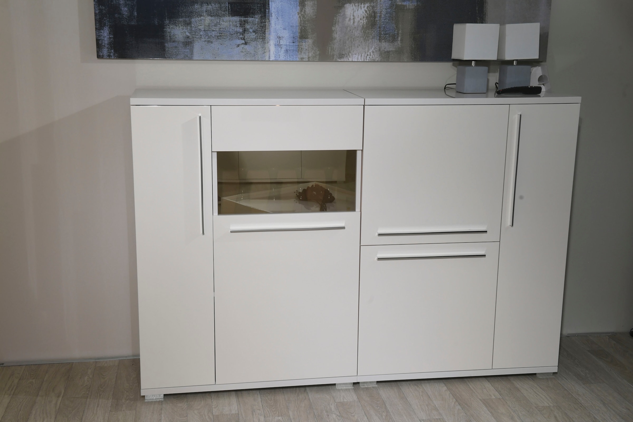 GOODproduct Highboard »Piano Vitrine« (H/B/T): 123/90/40,2cm,  UV lackiert, Soft-Close Funktion