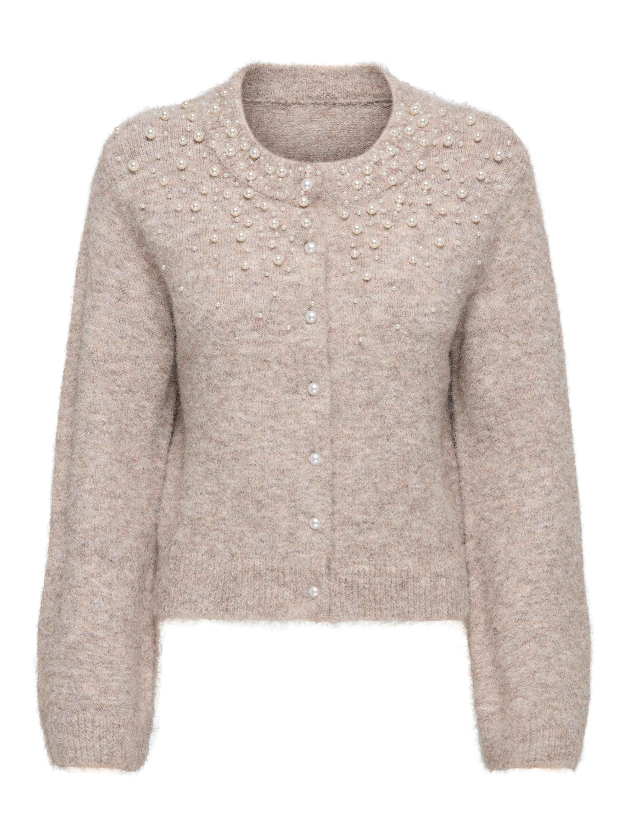 ONLY Veste en tricot »ONLMIGGIE LS O-NECK PEARL CARDIGA EX KNT« mit Zierperlen Applikation