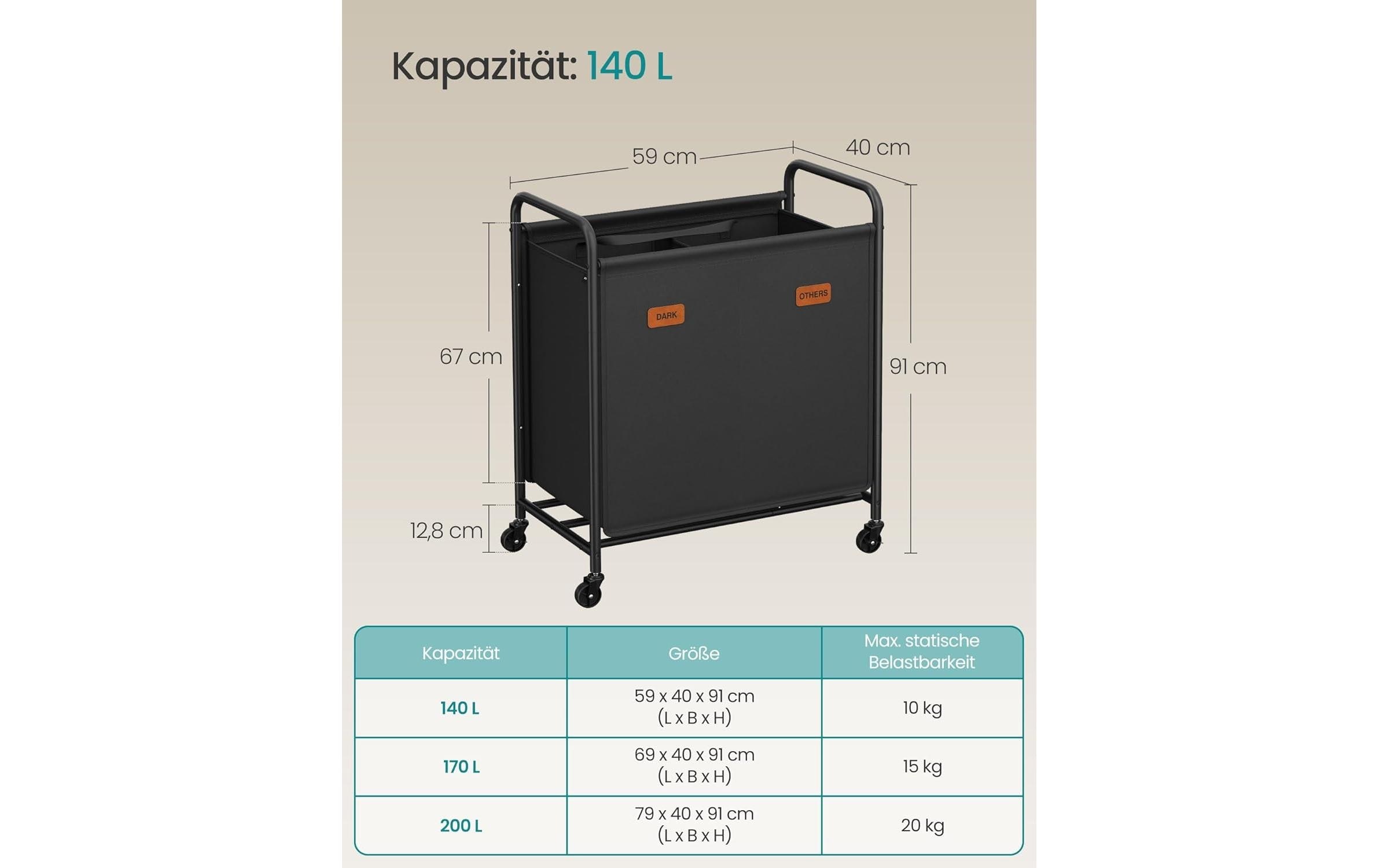 SONGMICS Panier à linge »mit Rädern 140 l«
