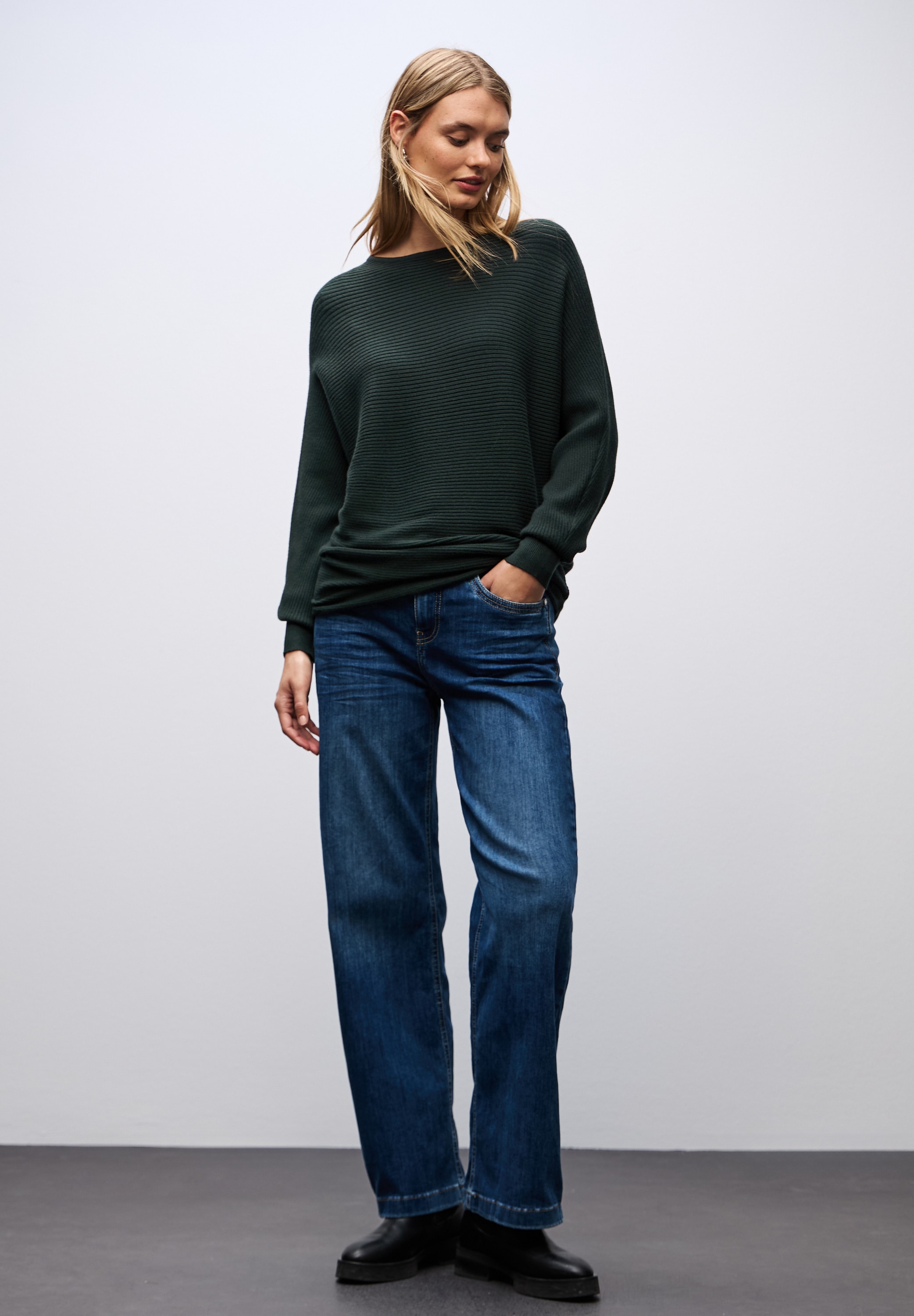 STREET ONE Pull en tricot avec texture fine et coupe ample