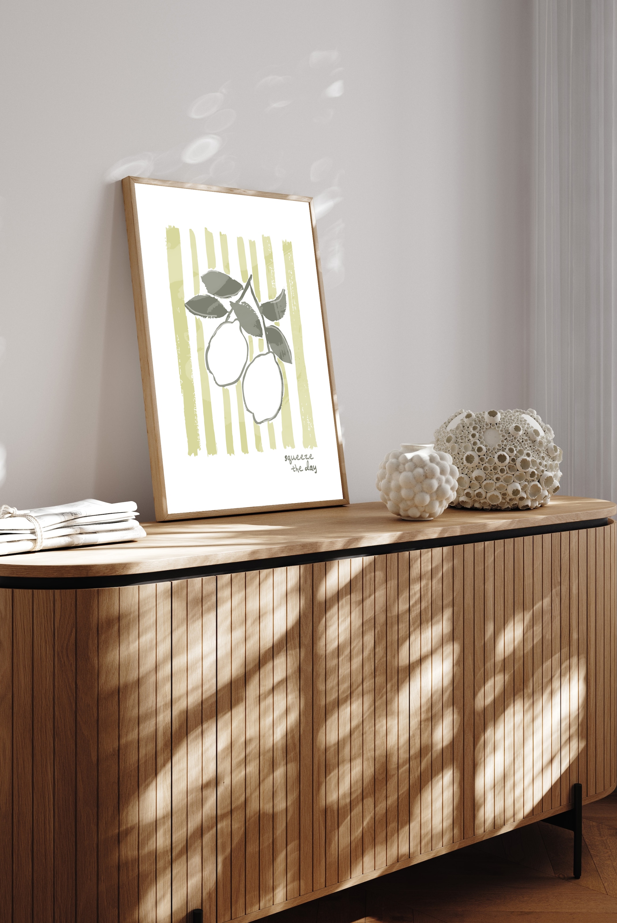 s.Oliver Impression d'art »Zitronen "Squeeze the day"« Art | Fruits | Images de fruits | Lettrage | Lettrages 1 cuis tlg. encadré, cadre en bois, bois massif