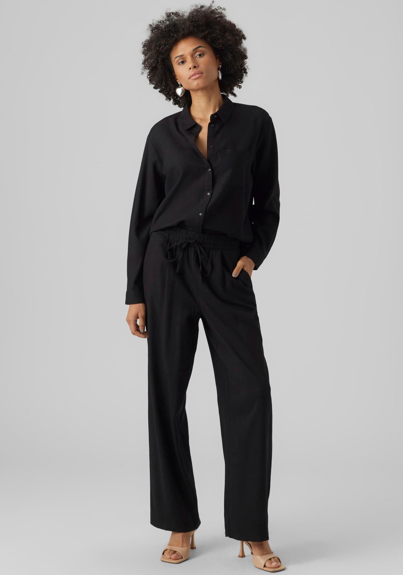 Vero Moda Pantalon à enfiler »VMJESMILO HW WIDE PANTS WVN NOOS«  avec poches latérales