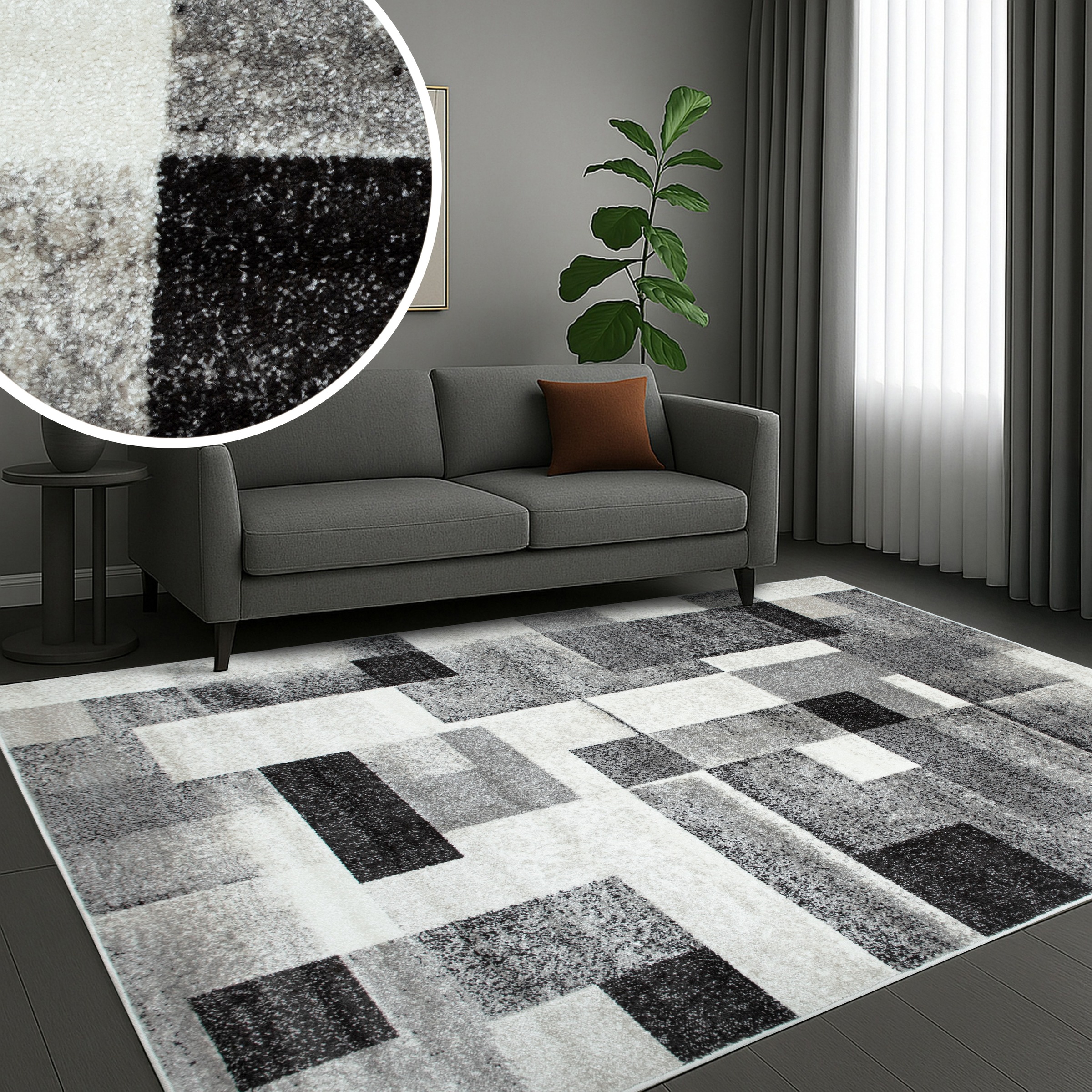 GOODproduct Tapis »Corine« Rectangulaire 9 mm Höhe mit besonders weichem Flor, Kurzflor, modernes Karo-Design,