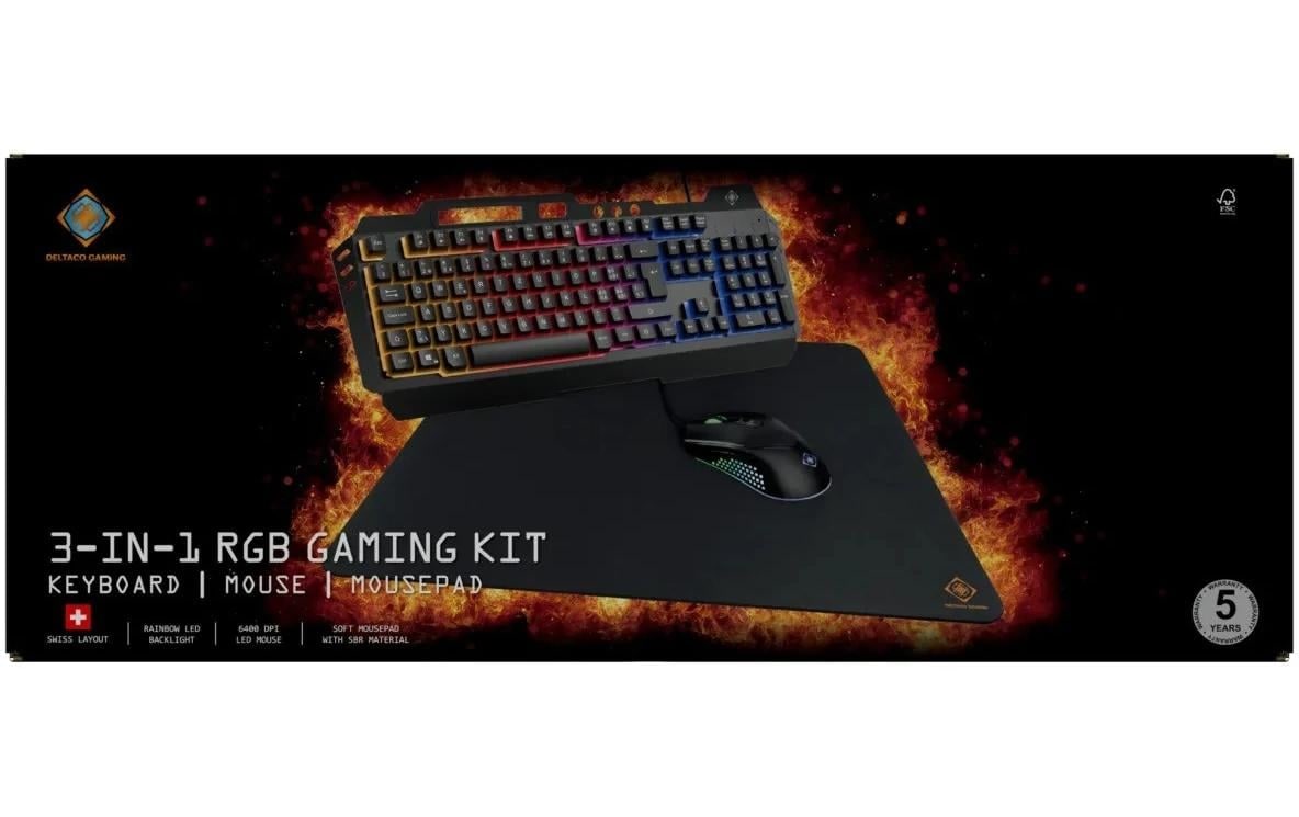 DELTACO Clavier de jeu »Set GAM-113 V2 3-in-1 RGB« ()