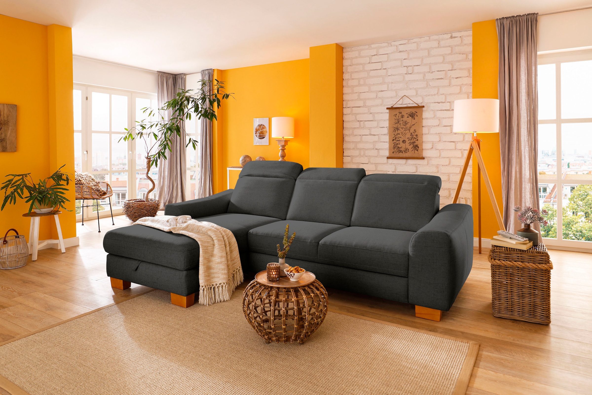 Home affaire Ecksofa »Dundee L-Form« wahlweise mit Kopfteilverstellung und zusätzlich mit Bettfunktion