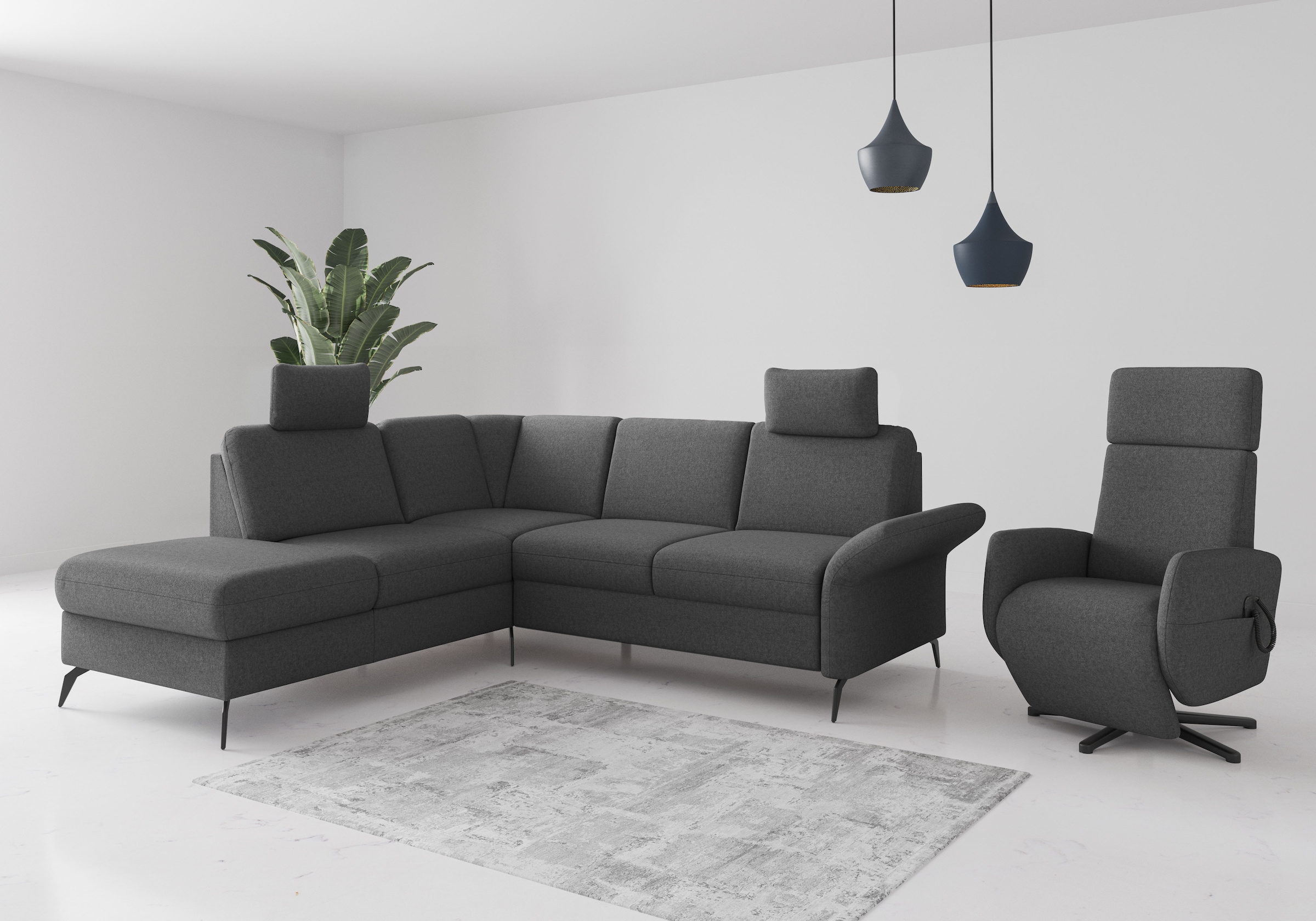 Home affaire Canapé d'angle »Rochelle« wahlweise mit Bettfunktion, Bettkasten und Armteilverstellung