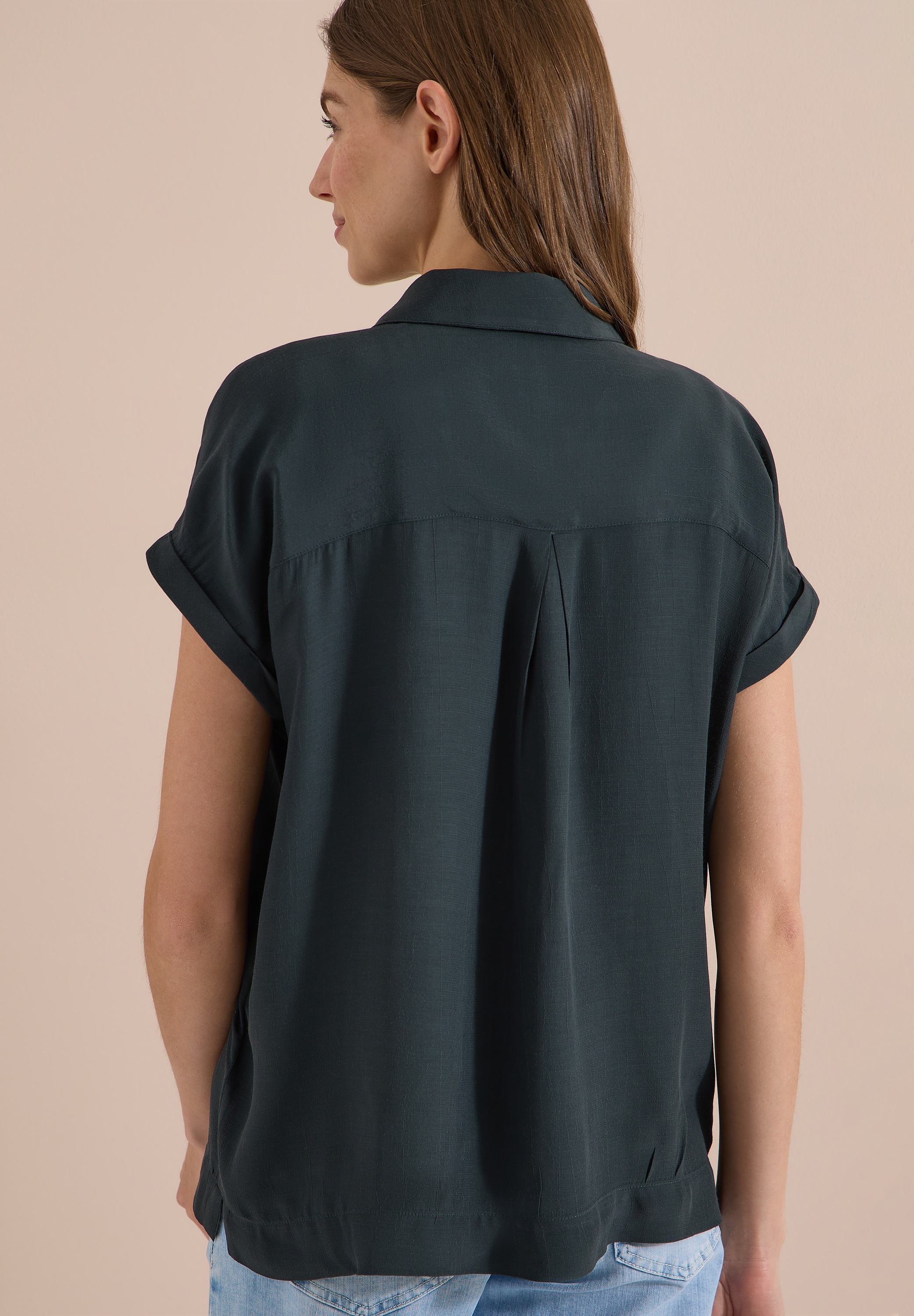 Cecil Hemdbluse Sommerbluse, Kurzarm, weich fliessende Viskose