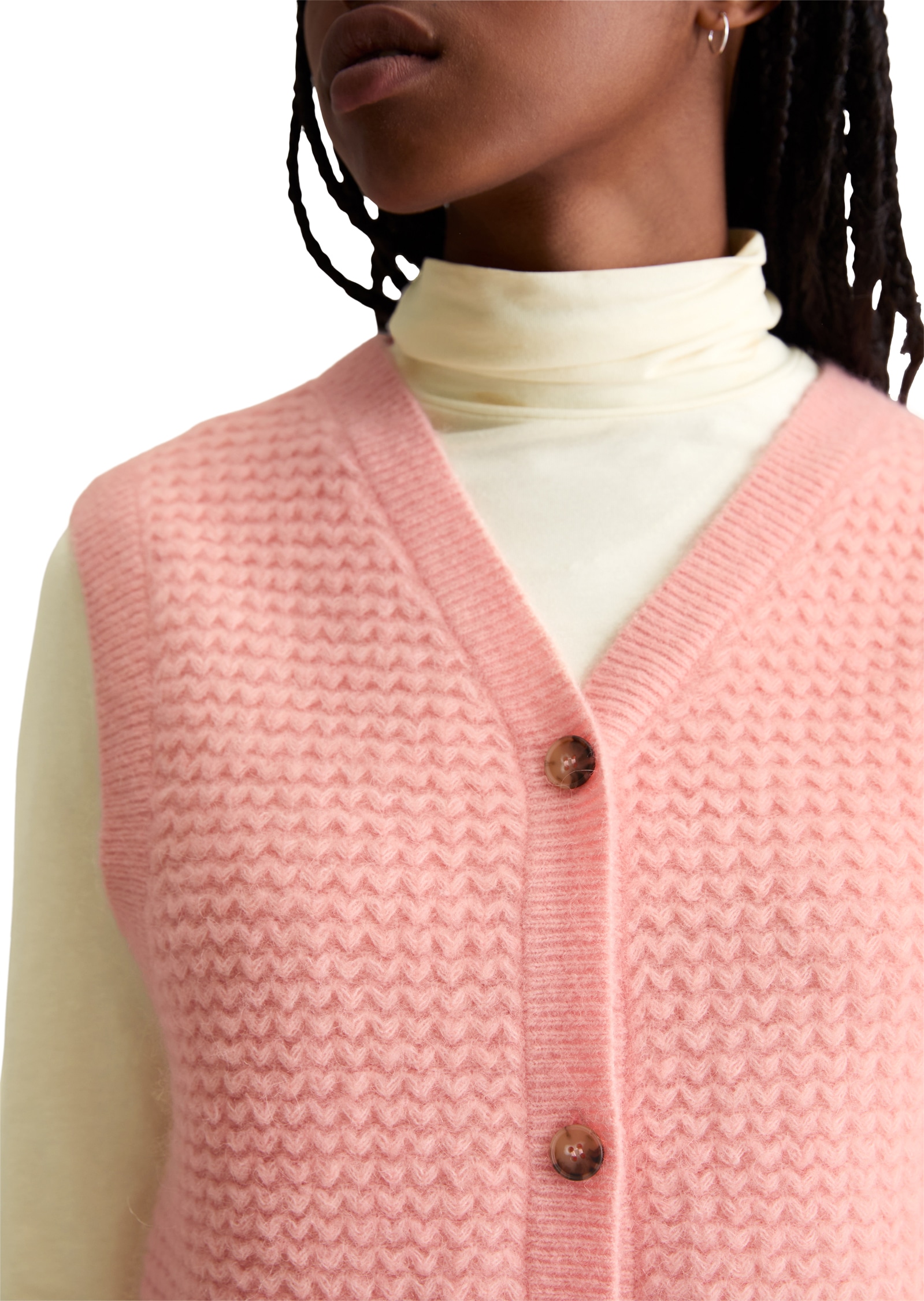 Marc O'Polo DENIM Pull-over mit Knöpfen, regular fit, aus Wolle-Mix, moderne Zickzack-Struktur