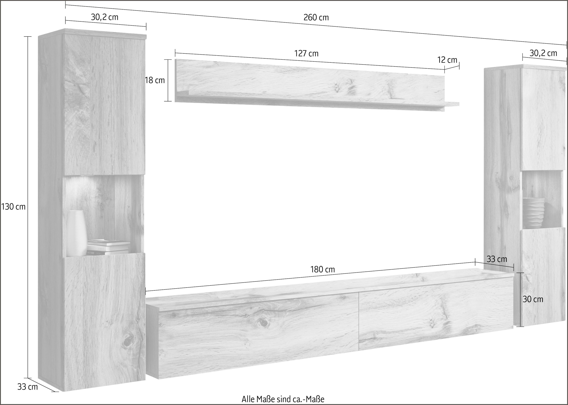 GOODproduct Meuble mural »PARIS, Vitrine Türanschlag links/rechts wechselbar« Ensemble complet, 4 cuis tlg.