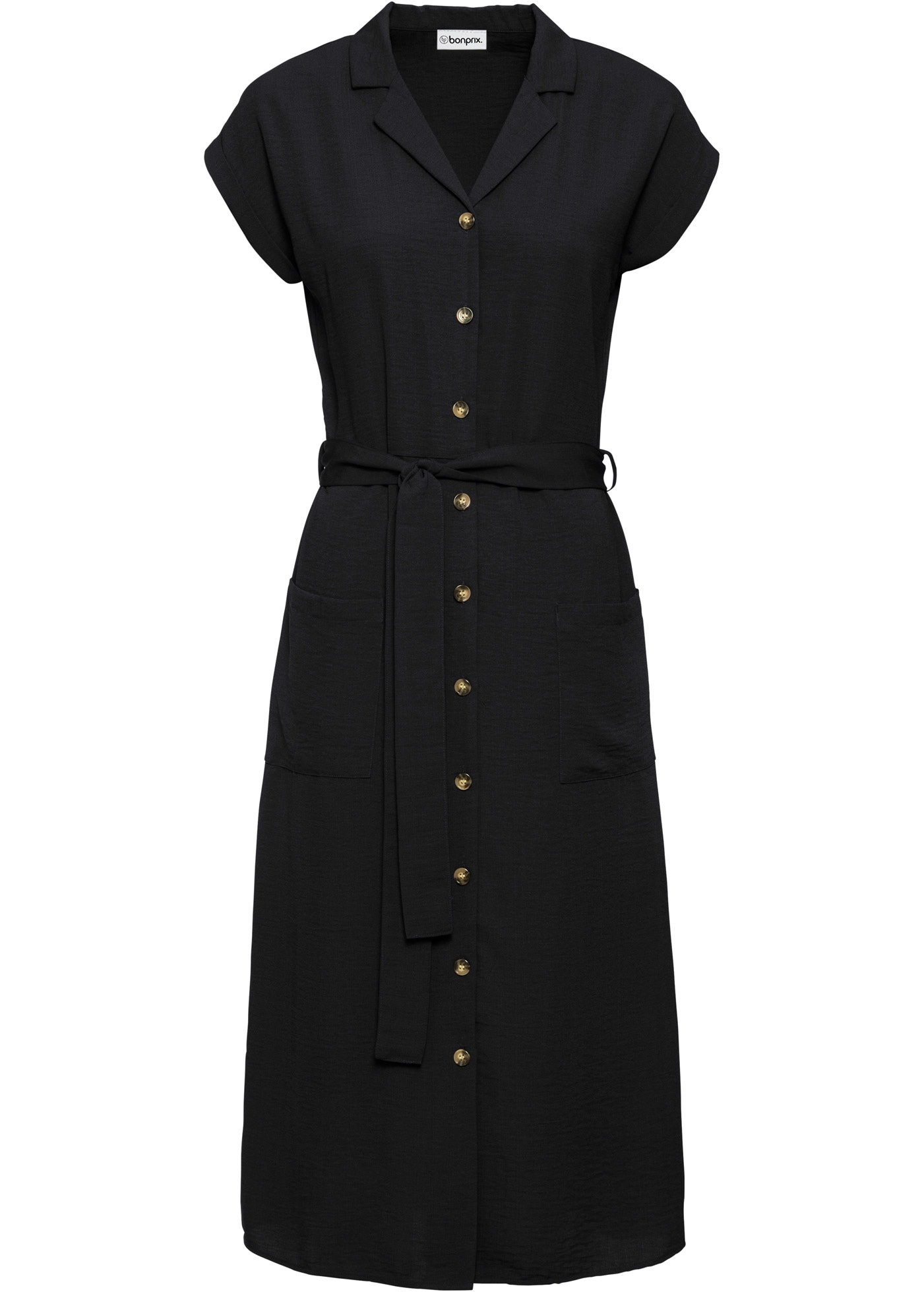 bonprix Blusenkleid eleganter Stil, mit kurzem Arm, mit Reverskragen