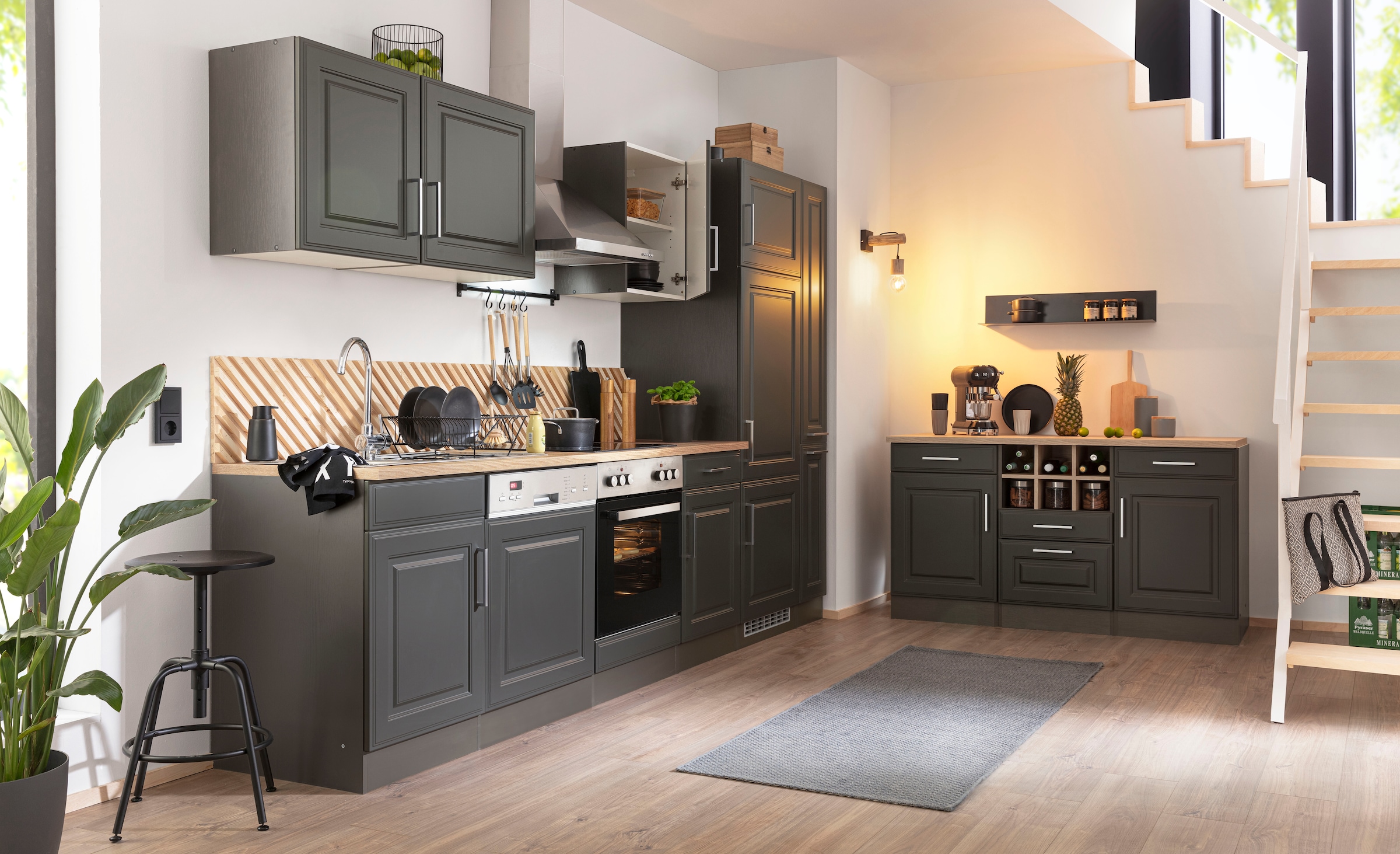KOCHSTATION Unterschrank »KS-Stockholm« 150 cm breit, hochwertige MDF-Fronten mit Fräsung, viel Stauraum