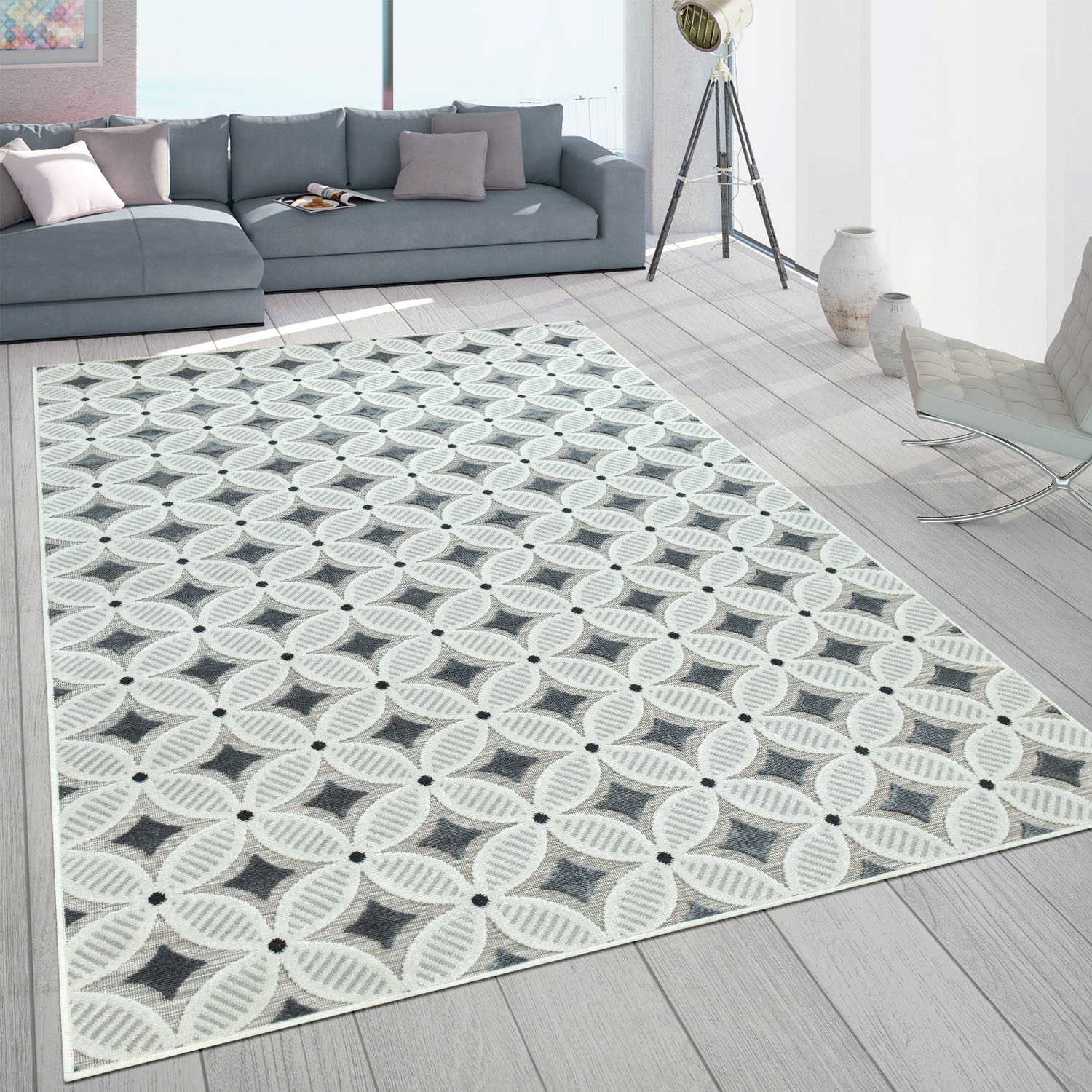 Paco Home Teppich »Charleroi 493« rechteckig 3 mm Höhe 3D-Retro Design, In- und Outdoor geeignet