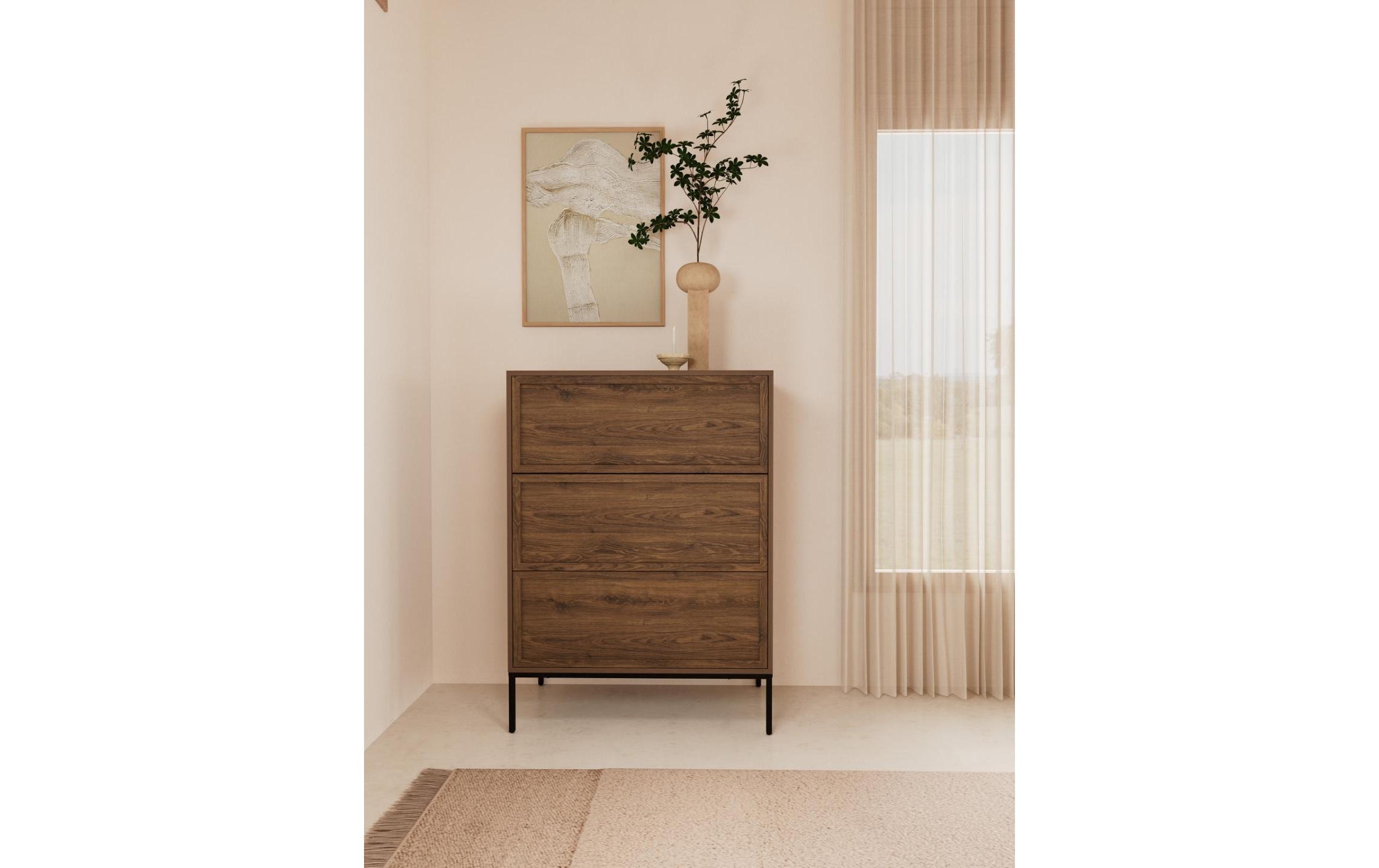 AC Design Kommode »Palmdale 80 x 40 x 110 cm« Elegante Kommode mit 3 Schubladen in rauchiger Eiche-Optik