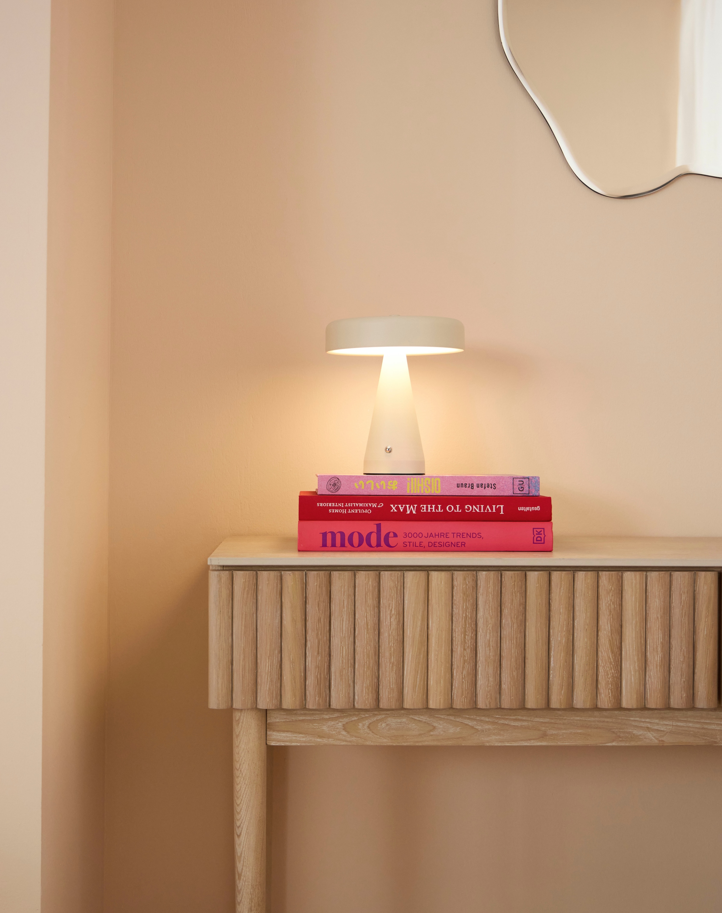 homsy by Ana Johnson Coiffeuse »Solva« Esche-/Eukalyptusholz, geriffelte Front, Keramikplatte, Breite 118 cm