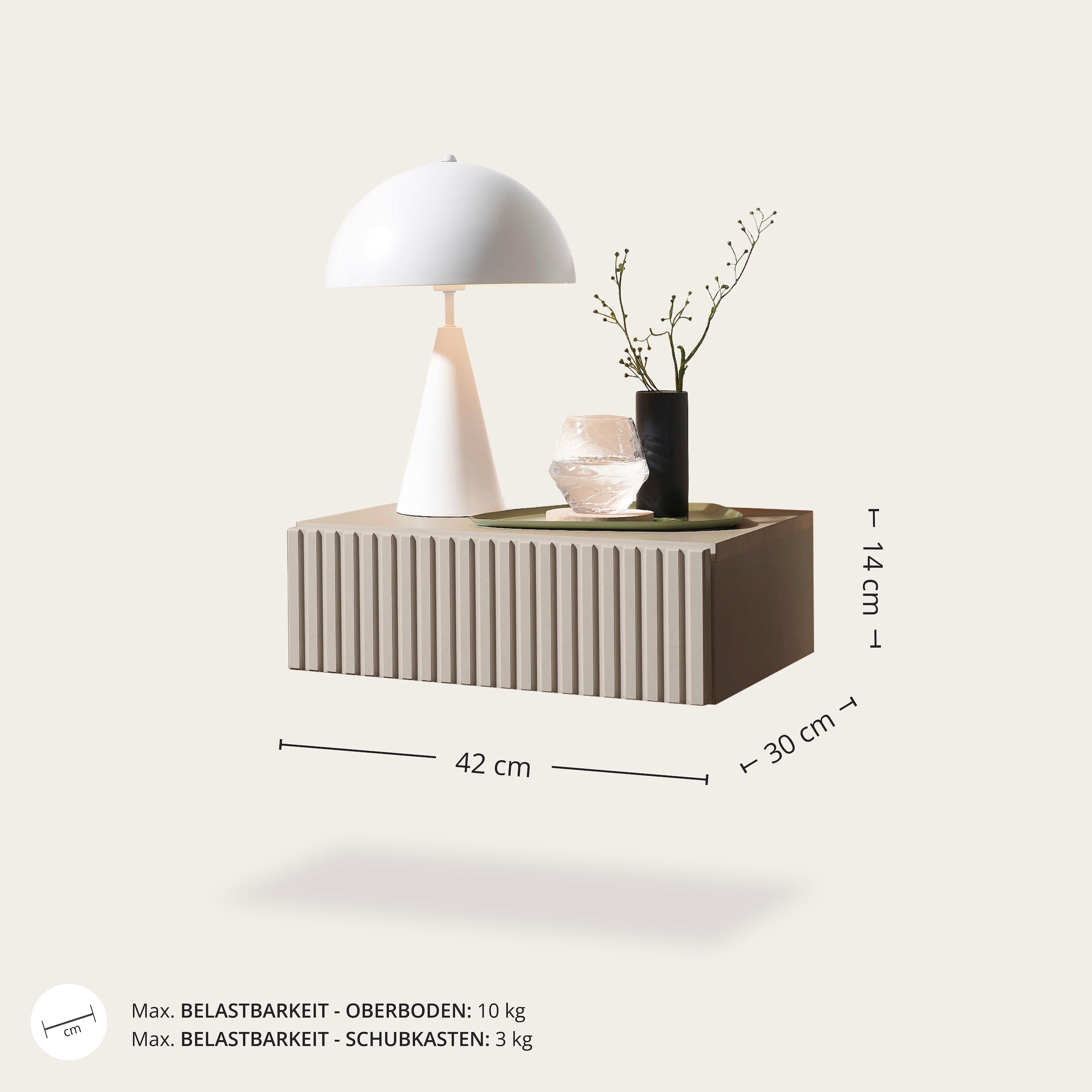 Schlafkontor Table de nuit »Taboni Nachttisch, Nachtkonsole mit Push-to-open« Wandmontage