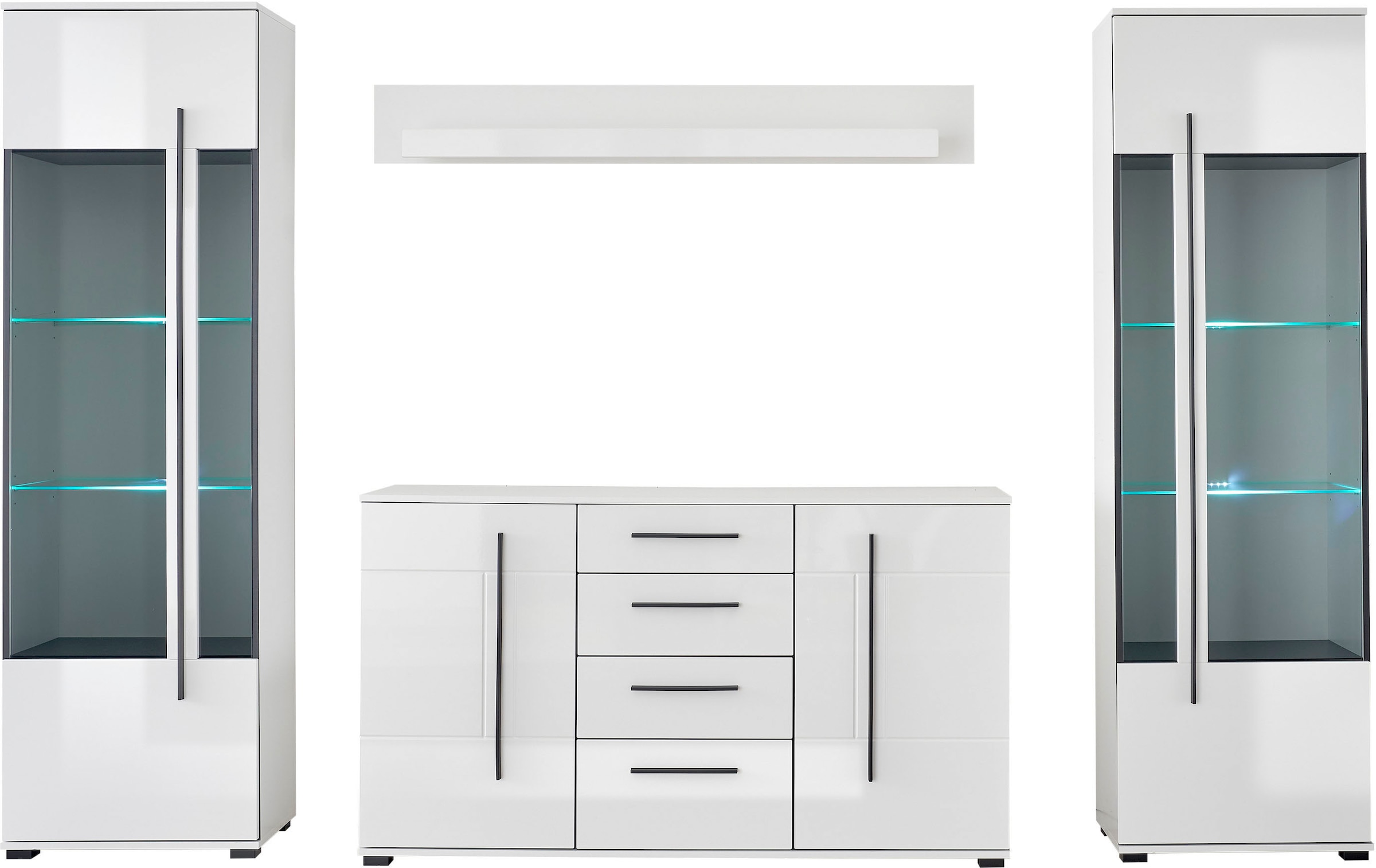 Home affaire Wohnwand »Cantara, moderne Anbauwand, Wohnzimmer-Set, in Eiche Evoke oder Weiss« Set, 