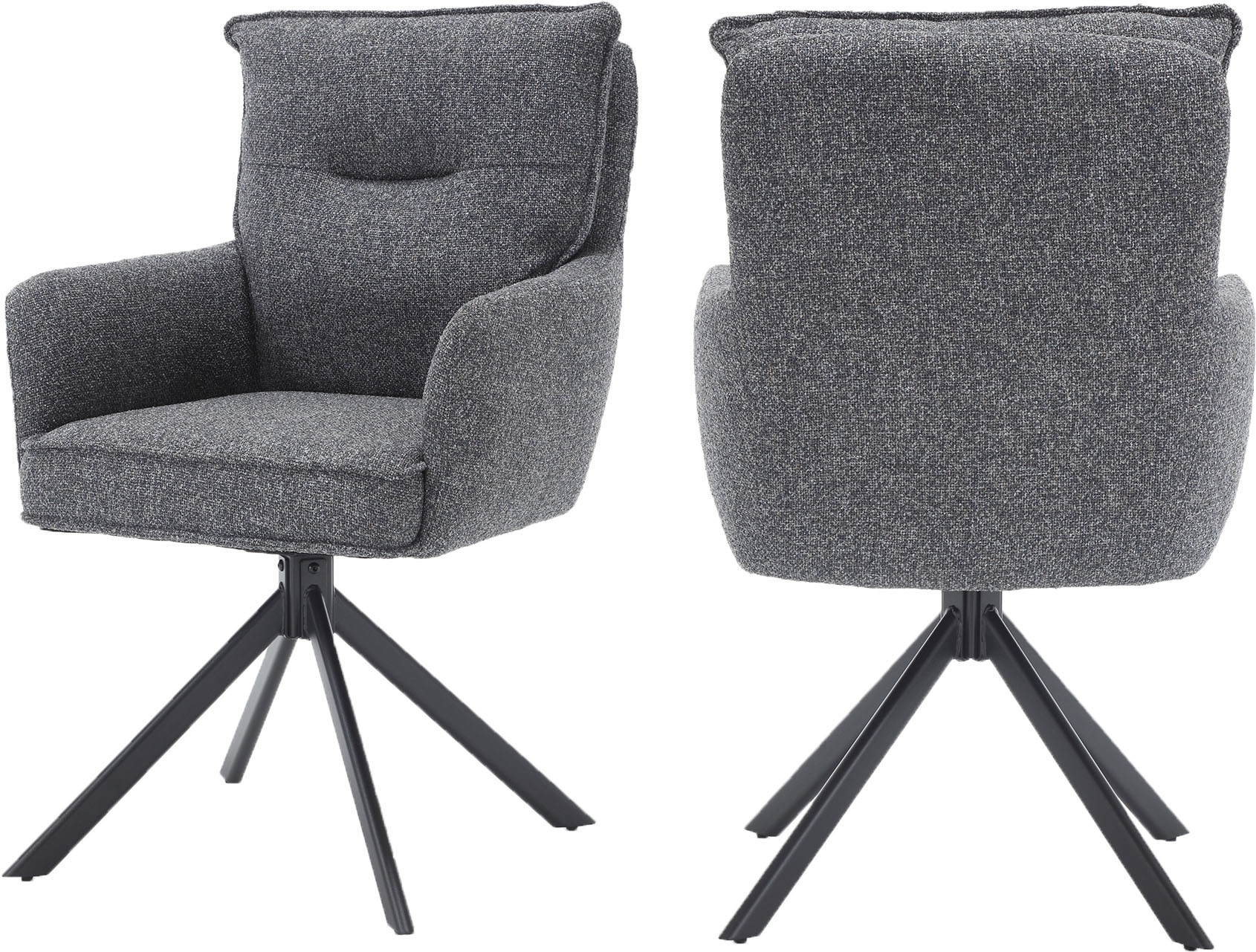 SalesFever Esszimmerstuhl »Austin - Armlehnstuhl mit hochwertiger Taschenfederkern-Polsterung« () 1 Stk.Esszimmersessel: 360° Drehfunktion mit stilvollem Metallfuss