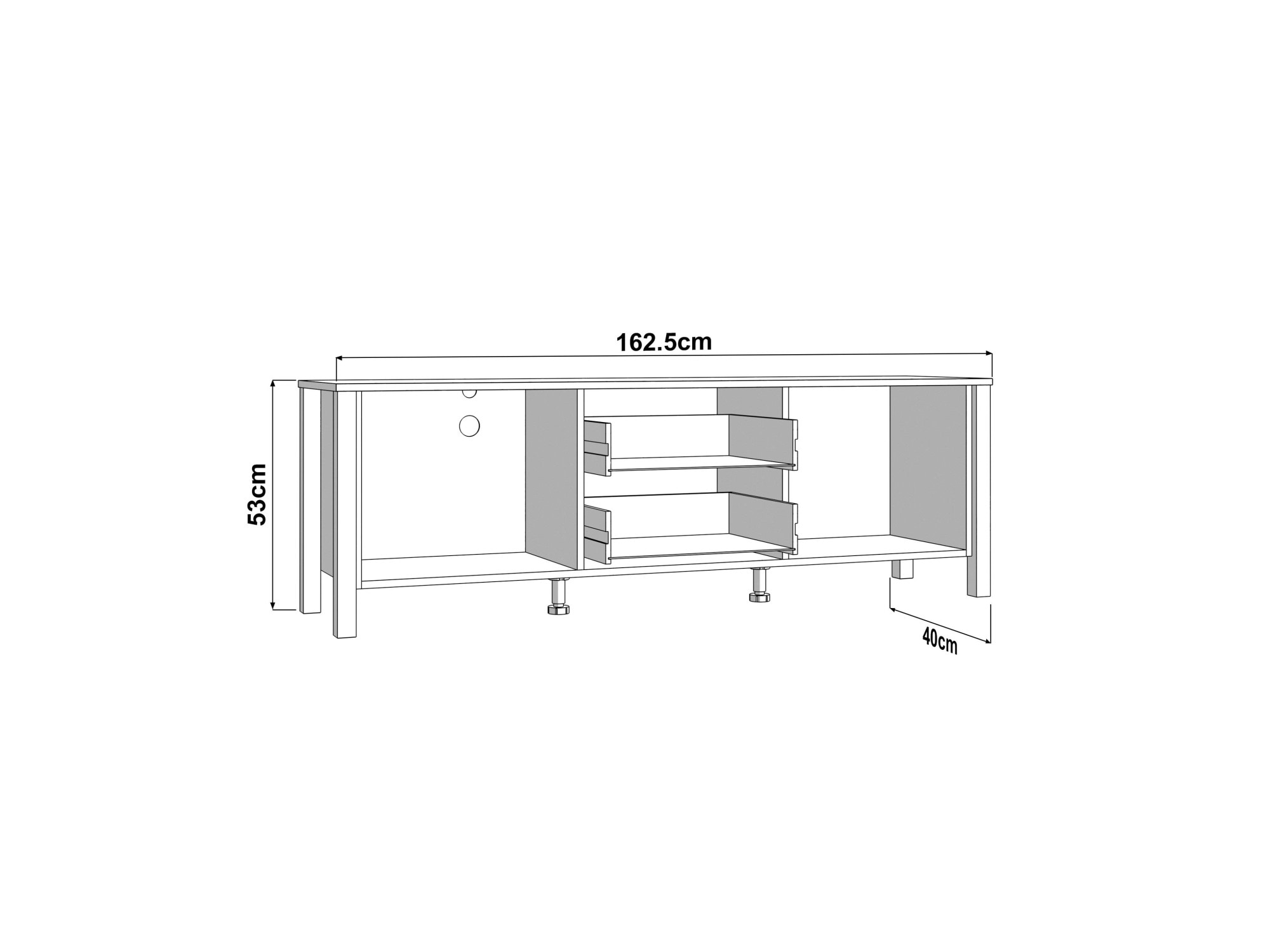 Home affaire Table basse »BEDFORD, TV-Board, TV-Kommode, TV-Schrank, TV-Unterschrank, TV-Möbel« Profil MDF 2D recouvert, marquage à chaud