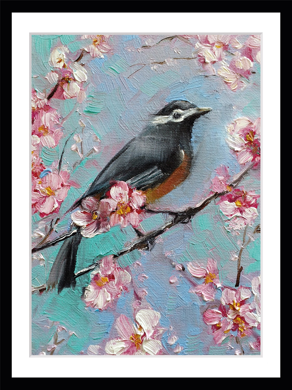 queence Bild »Mona« Blumenbilder | Gemälde | Kunst | Vogelbilder | Vögel gerahmt