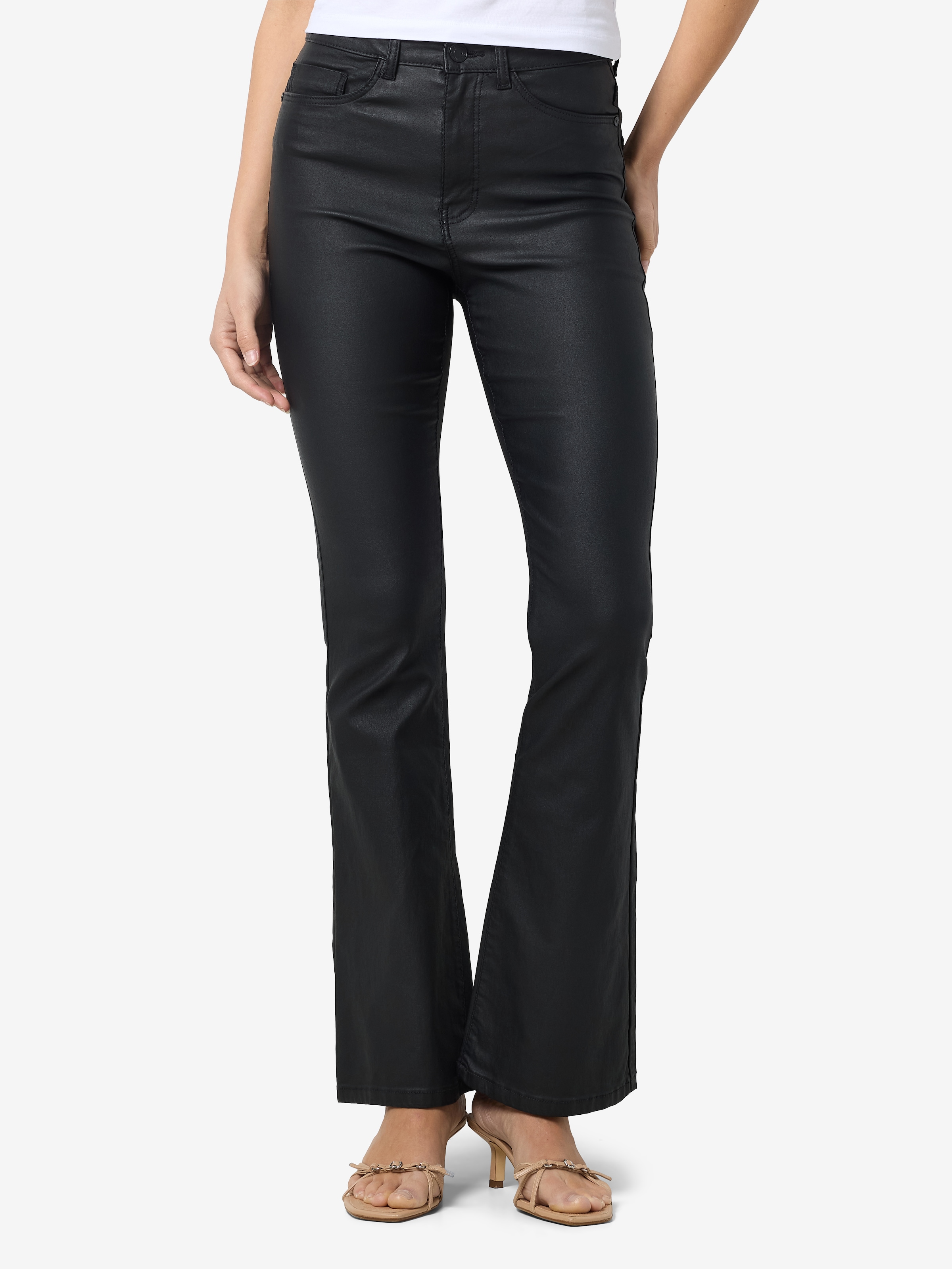 Noisy may Pantalon imitation cuir »NMSALLIE HW FLARE COATED PANTS NOOS«