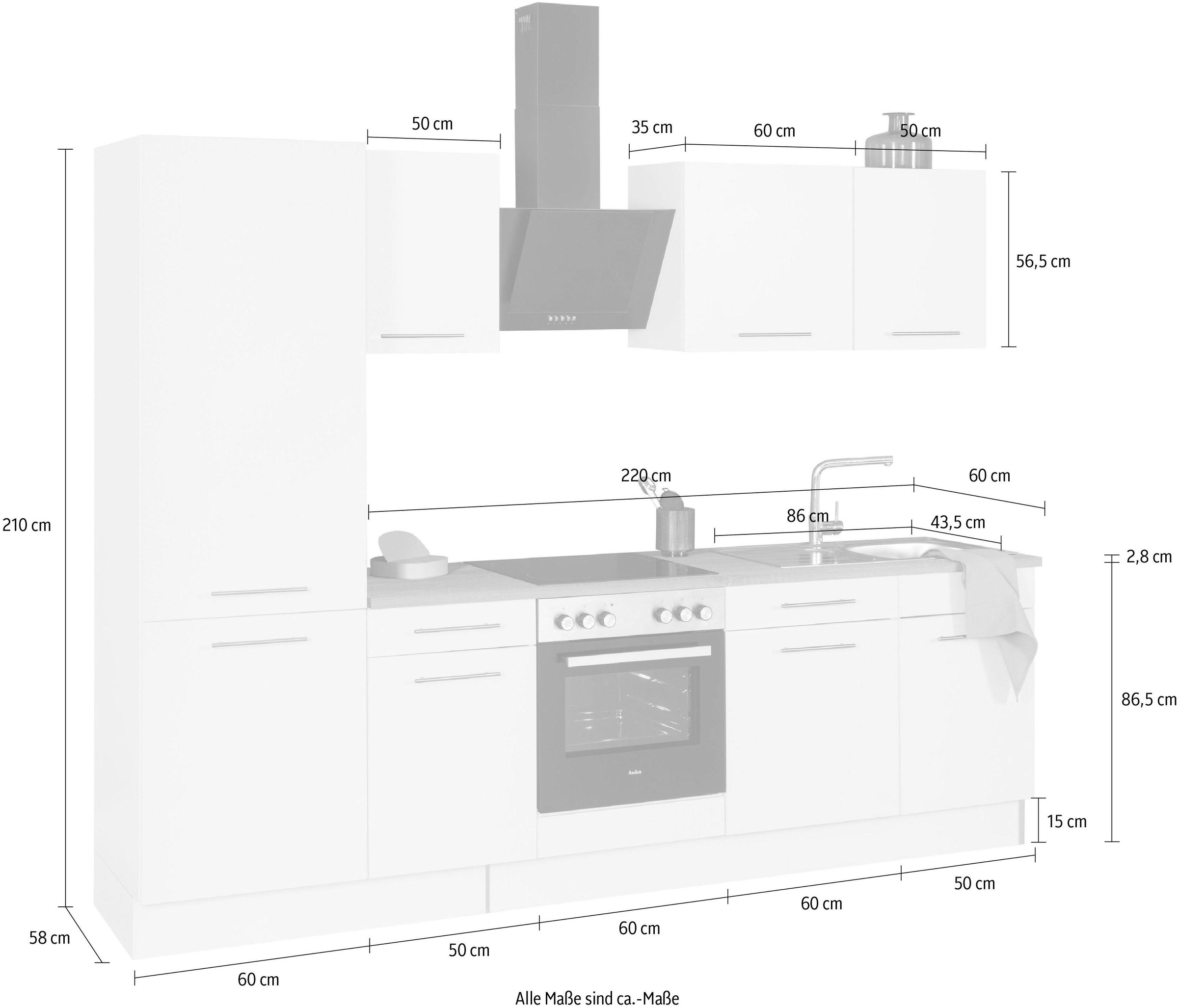 wiho Küchen Küchenzeile »Ela« Breite 280 cm, Soft-Close-Funktion, höhenverstellbare Füsse