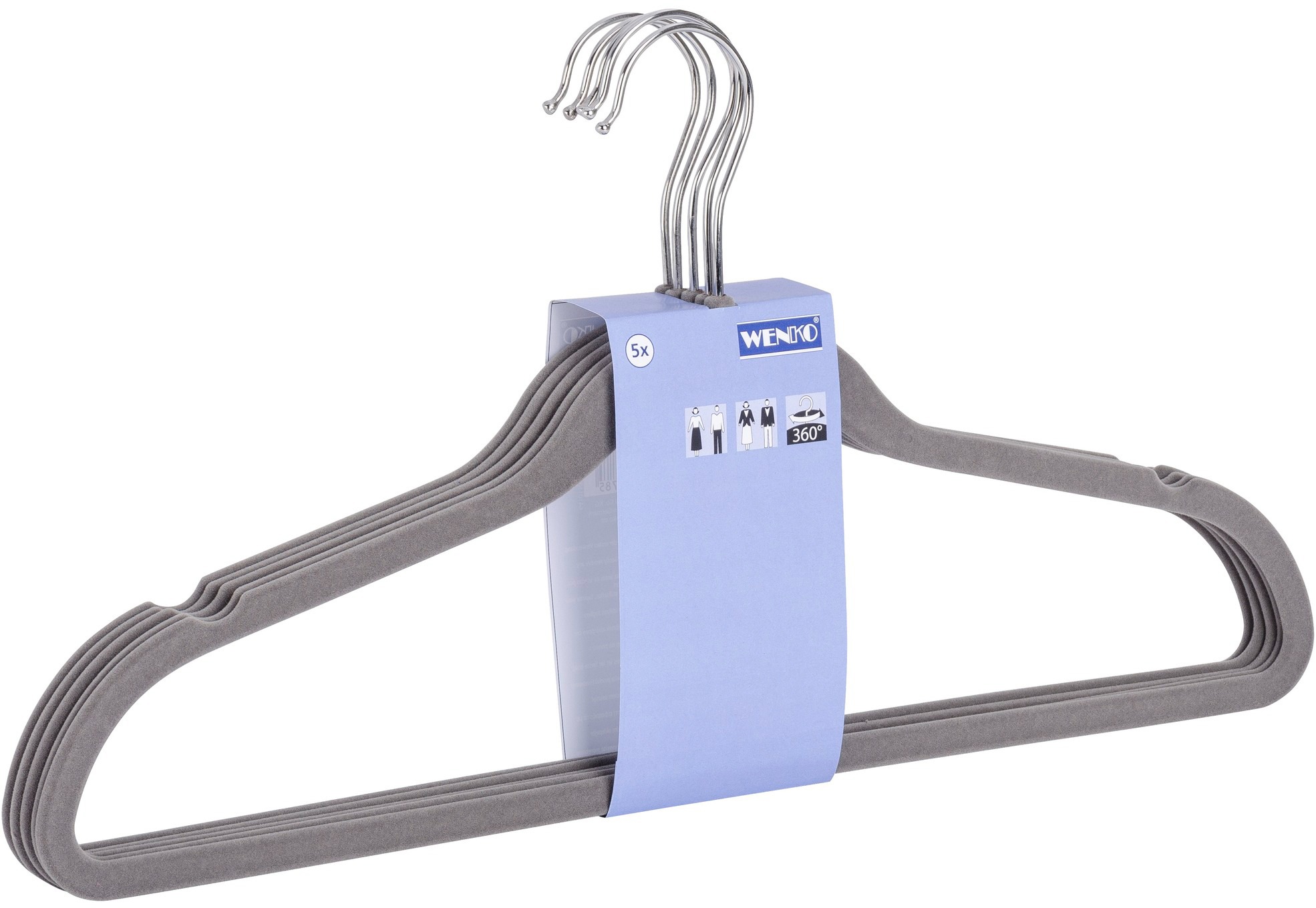 WENKO Kleiderbügel Kunststoff, beflockt, 45 cm
