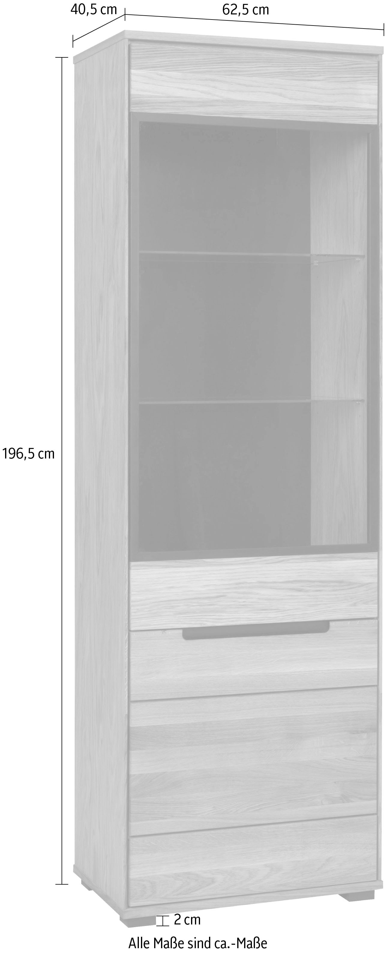 Home affaire Vitrines »Vitrine B/T/H: 62,5/40,5/196,5 cm« Aluglasturen in schwarz, Eiche teilmassiv