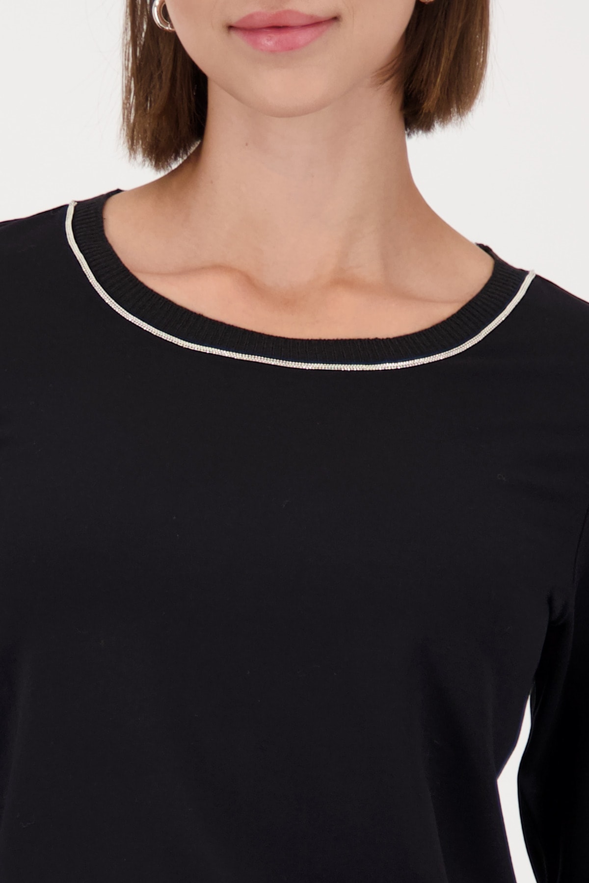 Monari T-shirt à manches longues »Shirt Basic Schmuck Kette« Regular fit mit Rundhalsausschnitt