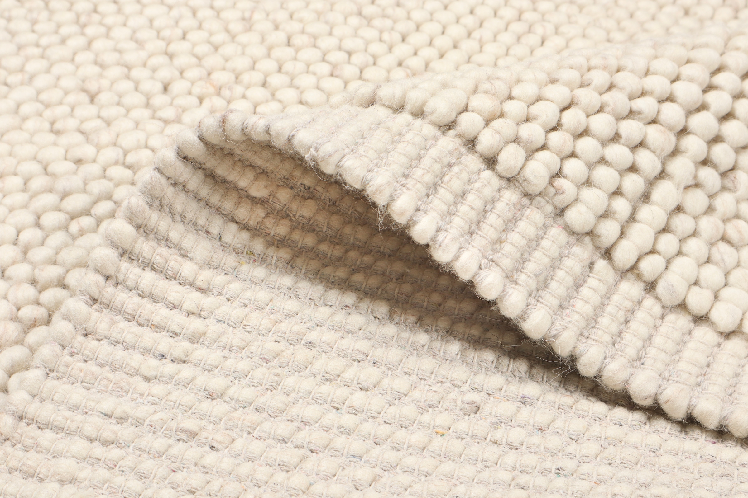 GOODproduct Tapis en laine »Wolly Rahmen, handgewebt, Wolle« Rectangulaire 14 mm Höhe einfarbig, Teppich, Wohnzimmer, Schlafzimmer, Esszimmer