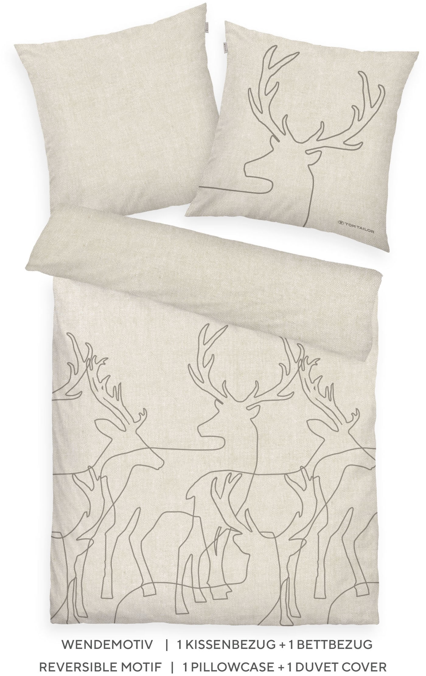 TOM TAILOR HOME Wendebettwäsche »Lennart in Gr. 135x200, 155x220 oder 200x200 cm, ideal für Weihnachten« 2 Stk. Flanell kuschelig warm im Winter, Weihnachtsbettwäsche aus Baumwolle