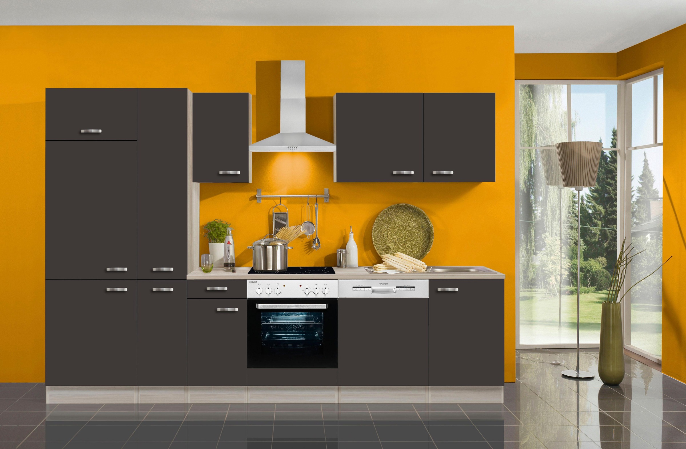 OPTIFIT Küchenzeile »Faro« Breite 300 cm, wahlweise mit E-Geräten, mit Apothekerschrank