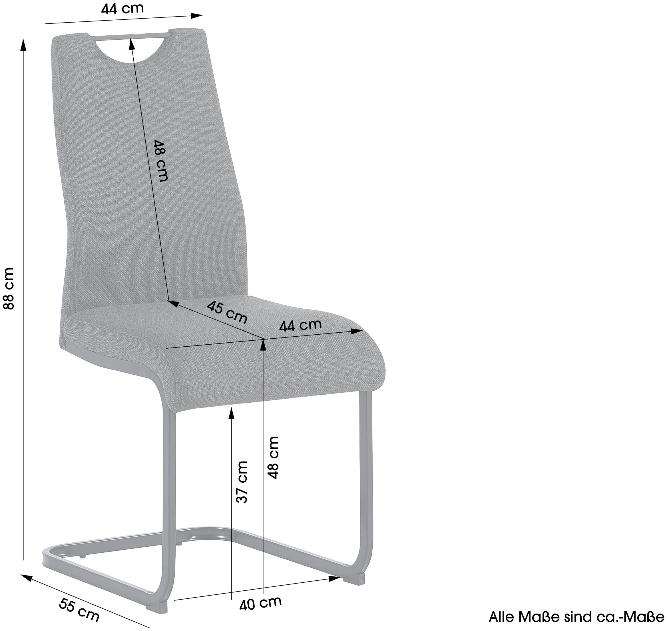 byLIVING Chaise cantilever »CAPRI« (Ensemble) 2 cuisWebstoff, bis 110 kg, Schaumstoff, Schwingstuhlgestell, mit Griff