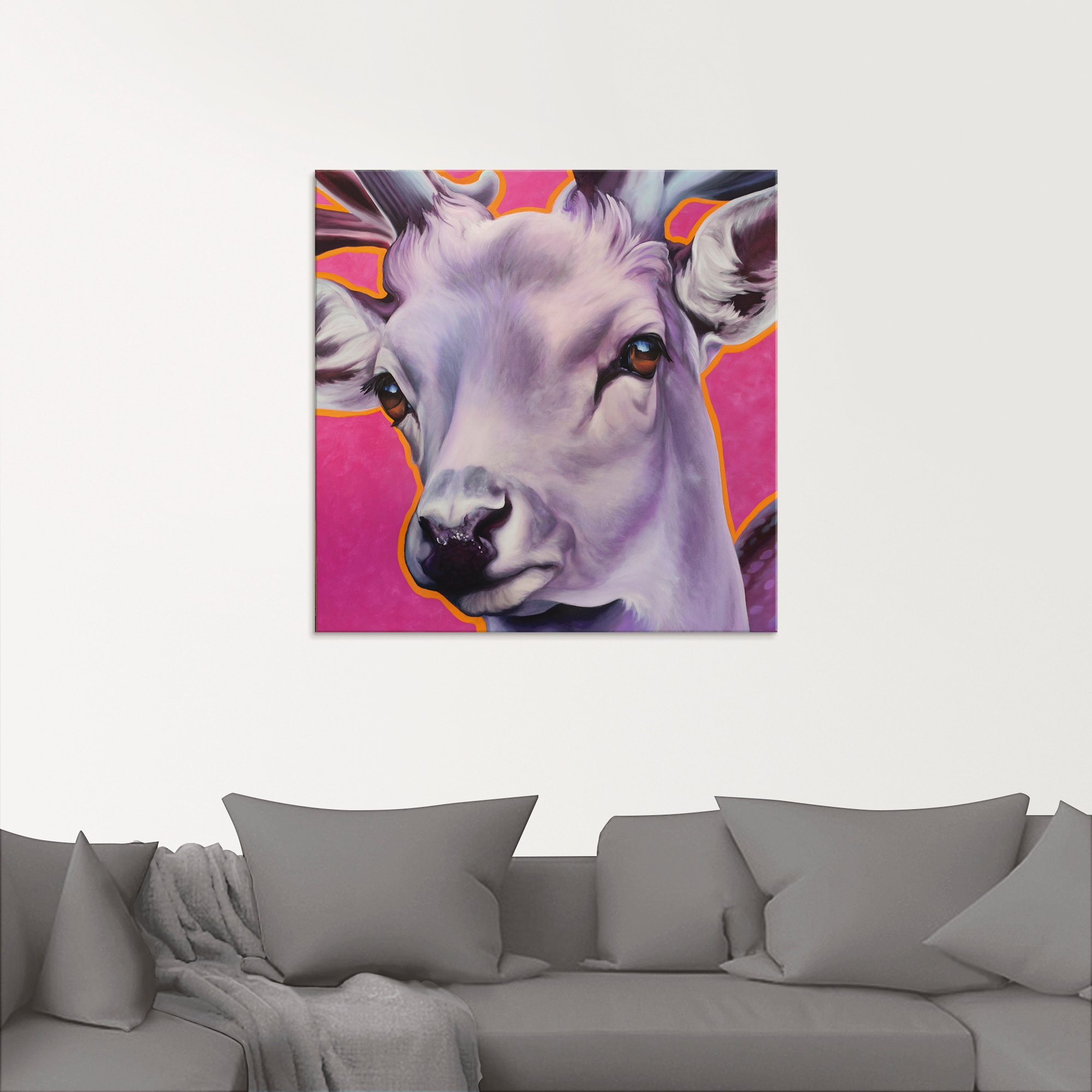 Artland Glasbild »Hirsch pink« Wildtiere 1 Stk. tlg. in verschiedenen Grössen