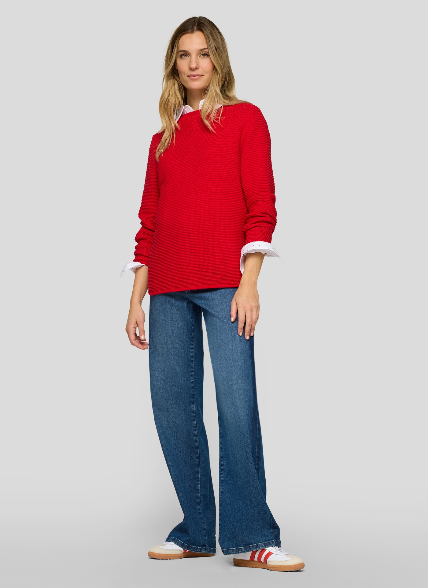 Rabe Pull en tricot en motif côtelé à rayures