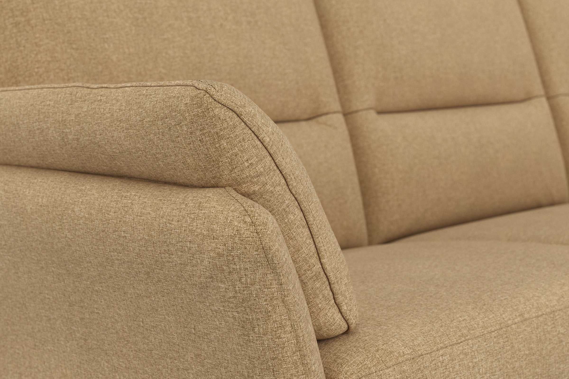 DOMO collection 3-Sitzer »Pina, schmale Armlehnen, mit Federkern, kompakt & elegant« Hoher Sitzkomfort, Feinstruktur, beige, Breite 219 cm