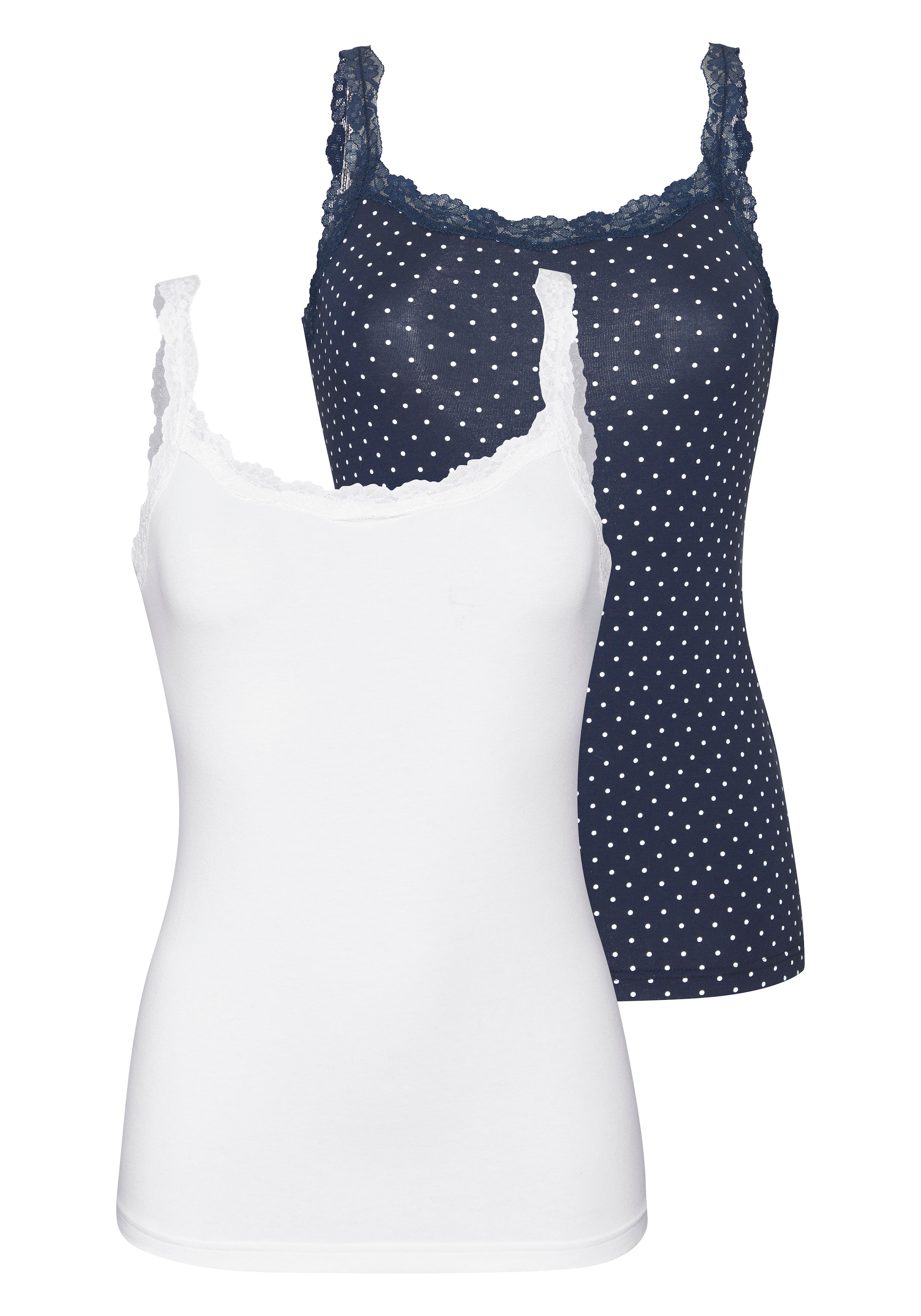 LASCANA Sous-chemise 2er-Pack,  mit zarter Spitze, Unterziehshirt, Spaghettiträger-Top