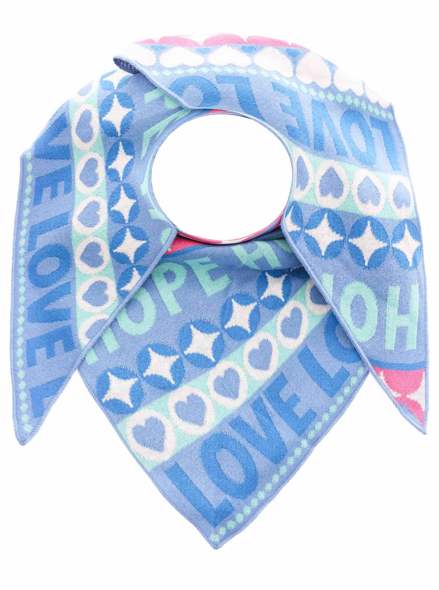 Zwillingsherz Foulard triangulaire »"Jahrmarkt"« Schriftzug, farbenfroh, wärmend, Strick