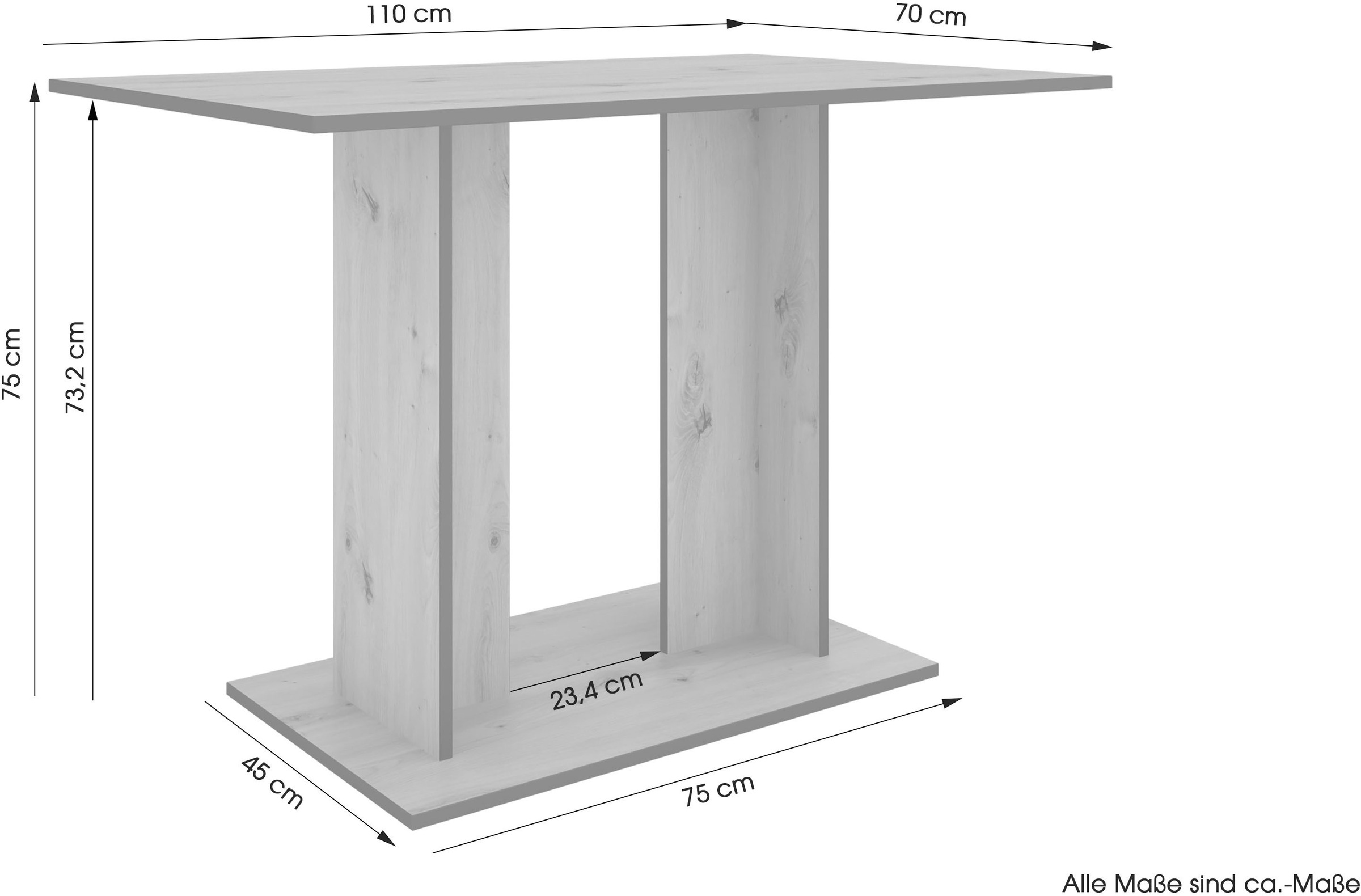 byLIVING Esstisch »TOM« Artisan Eiche oder Weiss, 100 kg, 4 Sitzplätze, Säule: 25 x 56,6 cm