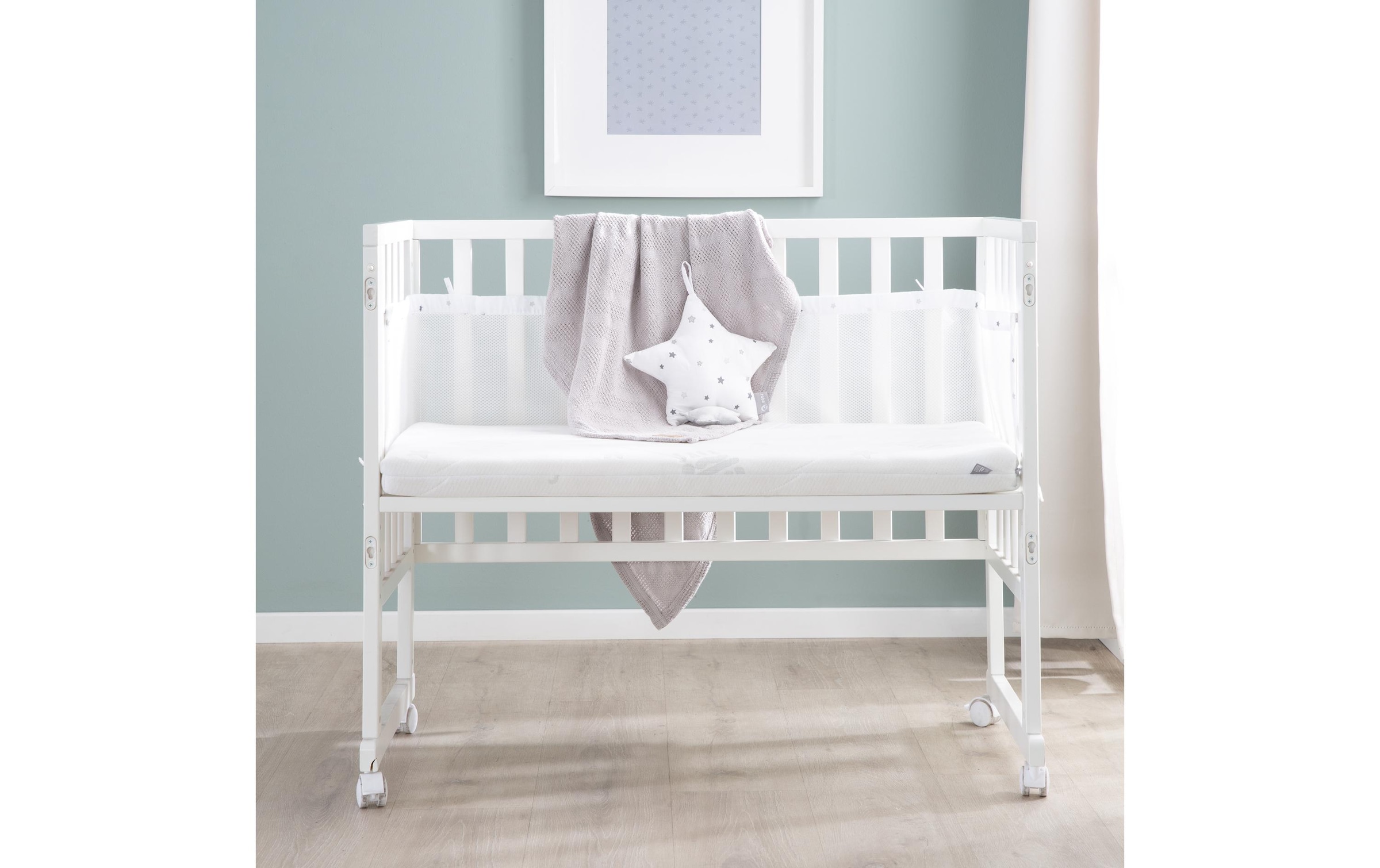 roba® Babybett »Stubenbett inklusive Matratze Canvas-Barriere Mesh-Umrandung«