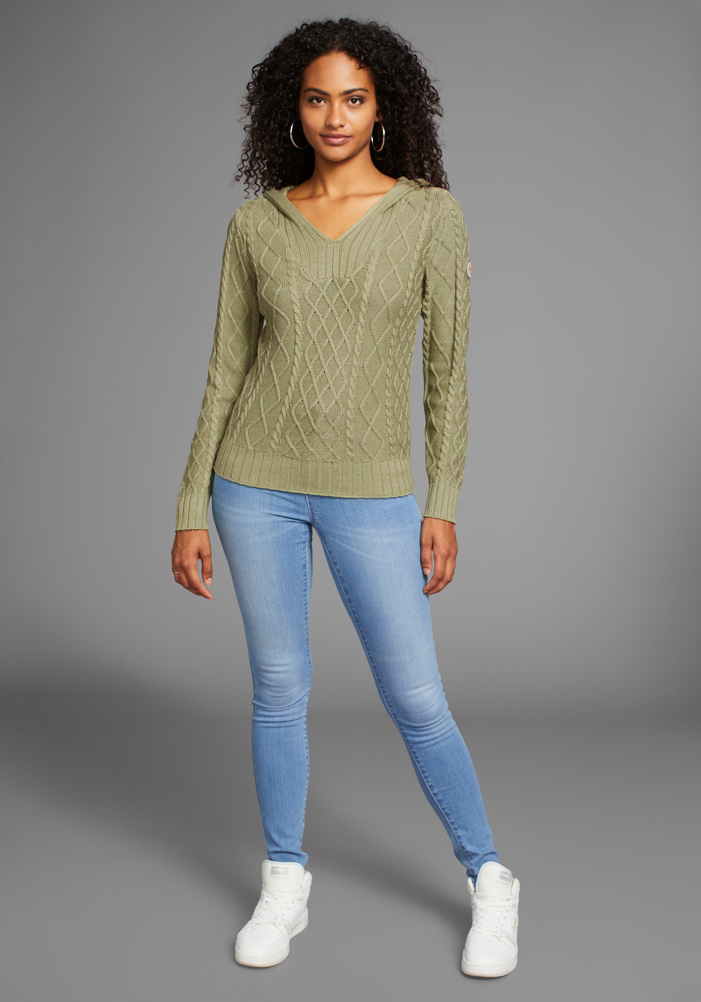 KangaROOS Kapuzenpullover aus Zopfstrick